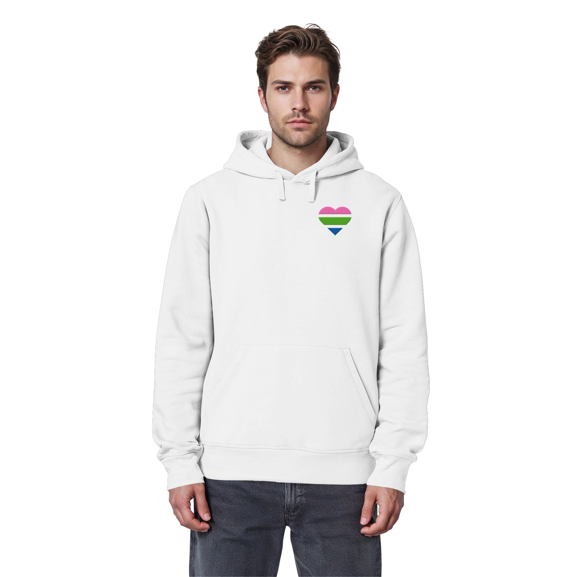 Organic Basic Hoodie - Polysexual Flag Herz Stick