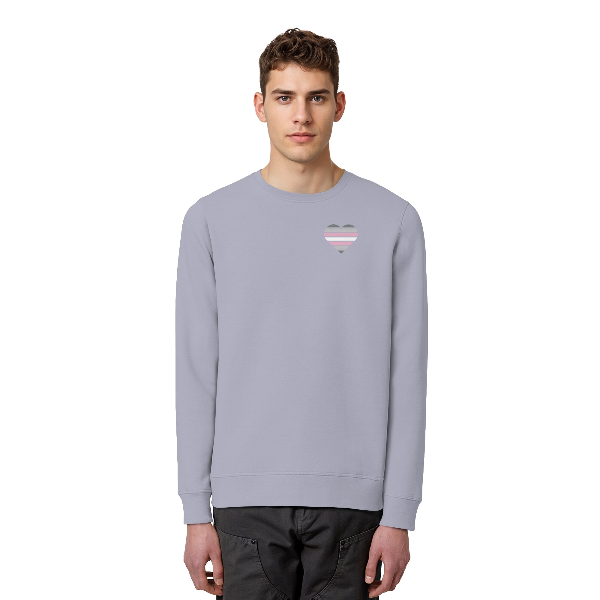 Organic Basic Sweatshirt - Demigirl Flag Herz Print