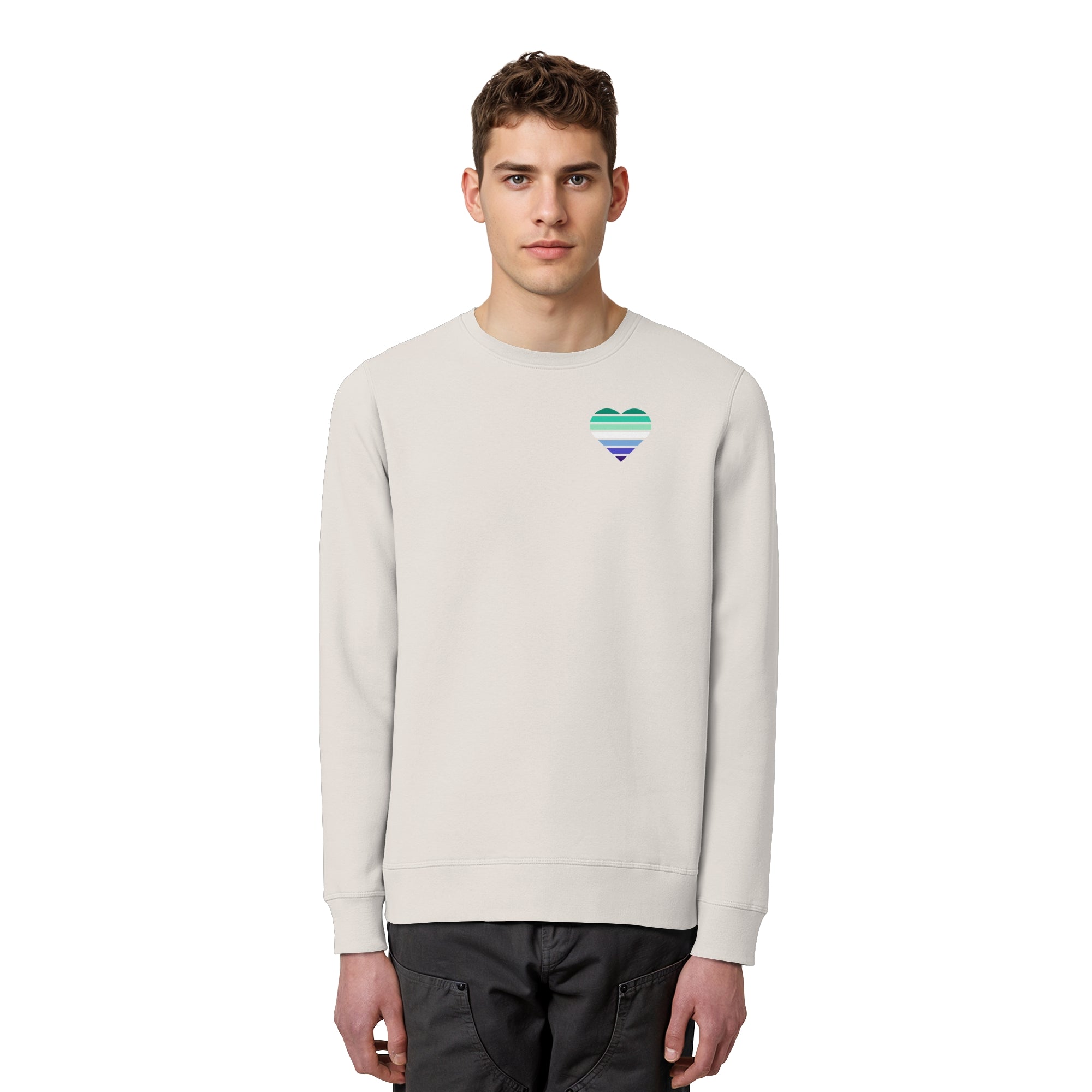 Organic Basic Sweatshirt - Gay Flag Herz Print