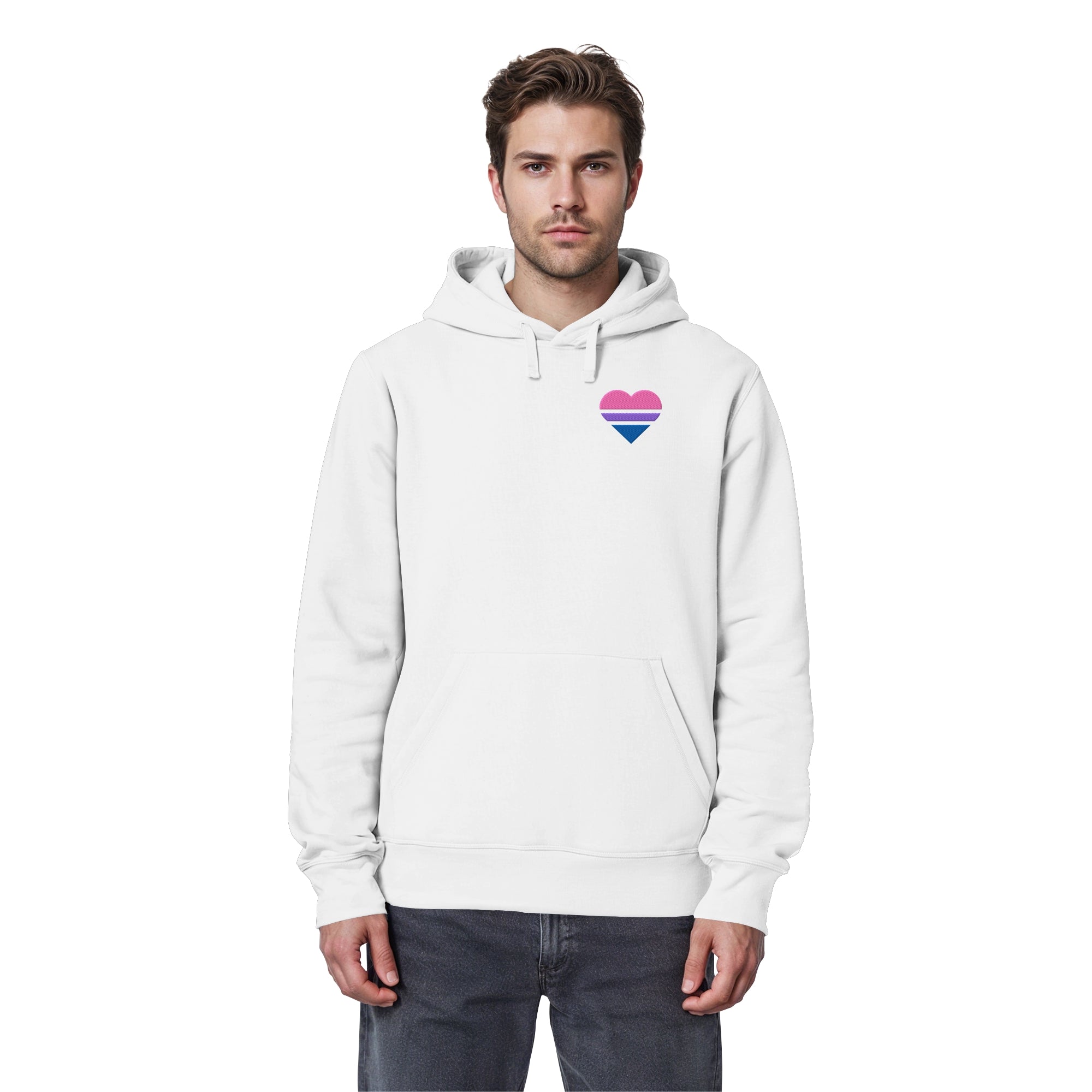 Organic Basic Hoodie - Bisexual Flag Herz Stick