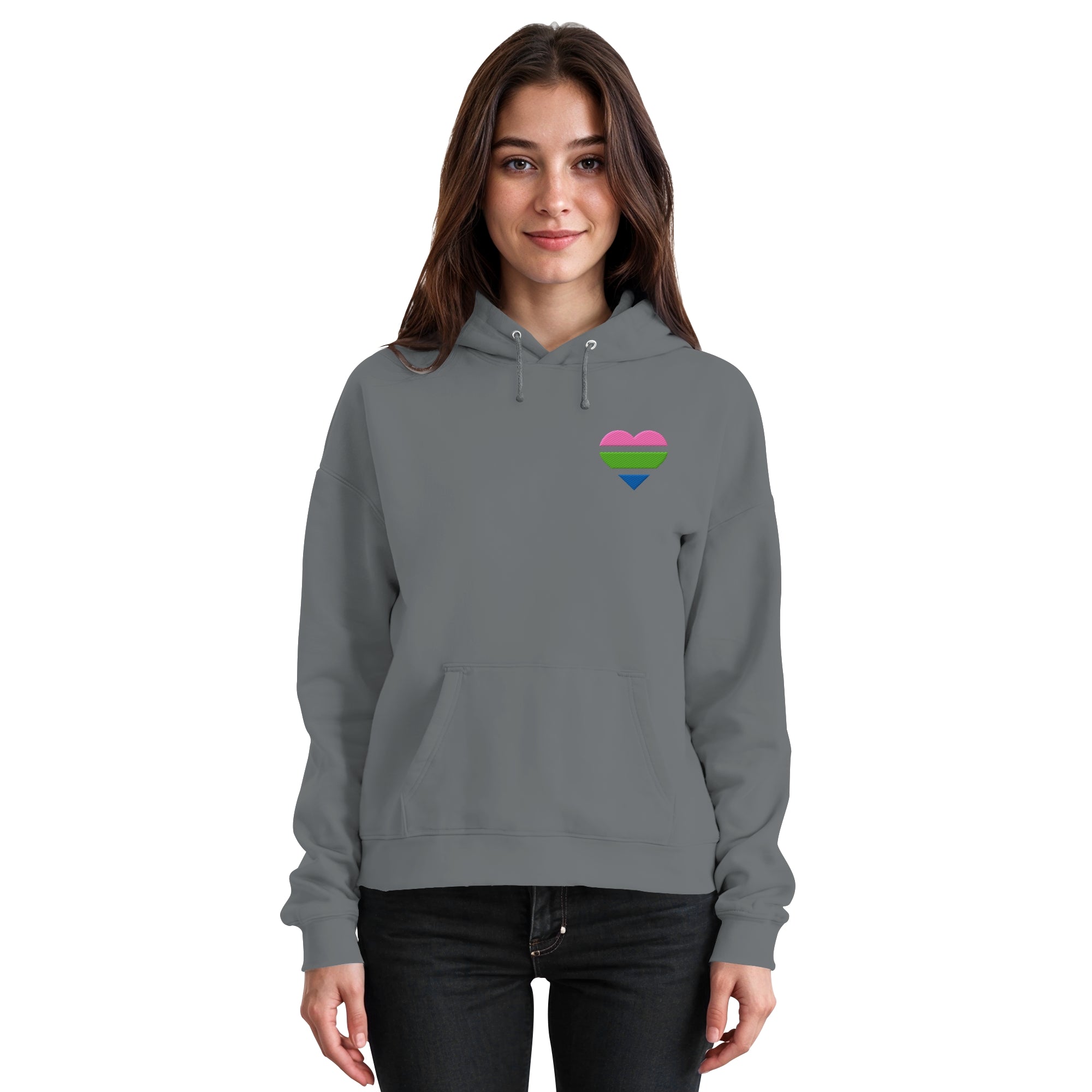 Basic Hoodie - Polysexual Flag Herz Stick