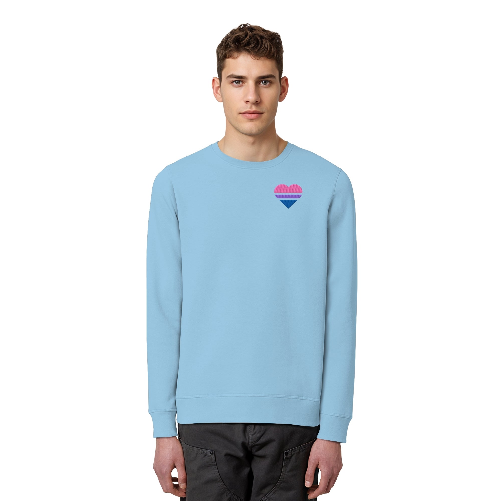 Organic Basic Sweatshirt - Bisexual Flag Herz Stick