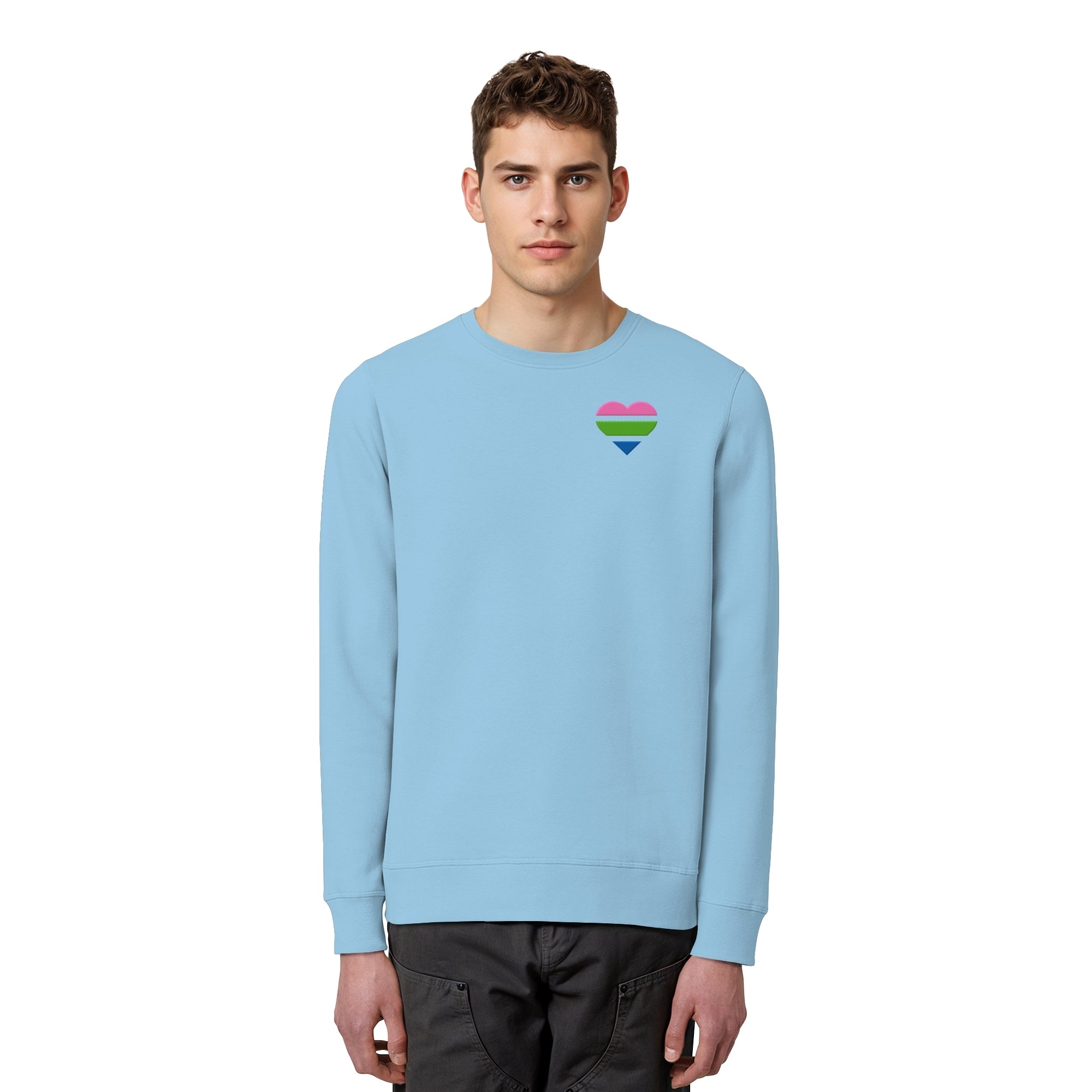 Organic Basic Sweatshirt - Polysexual Flag Herz Stick