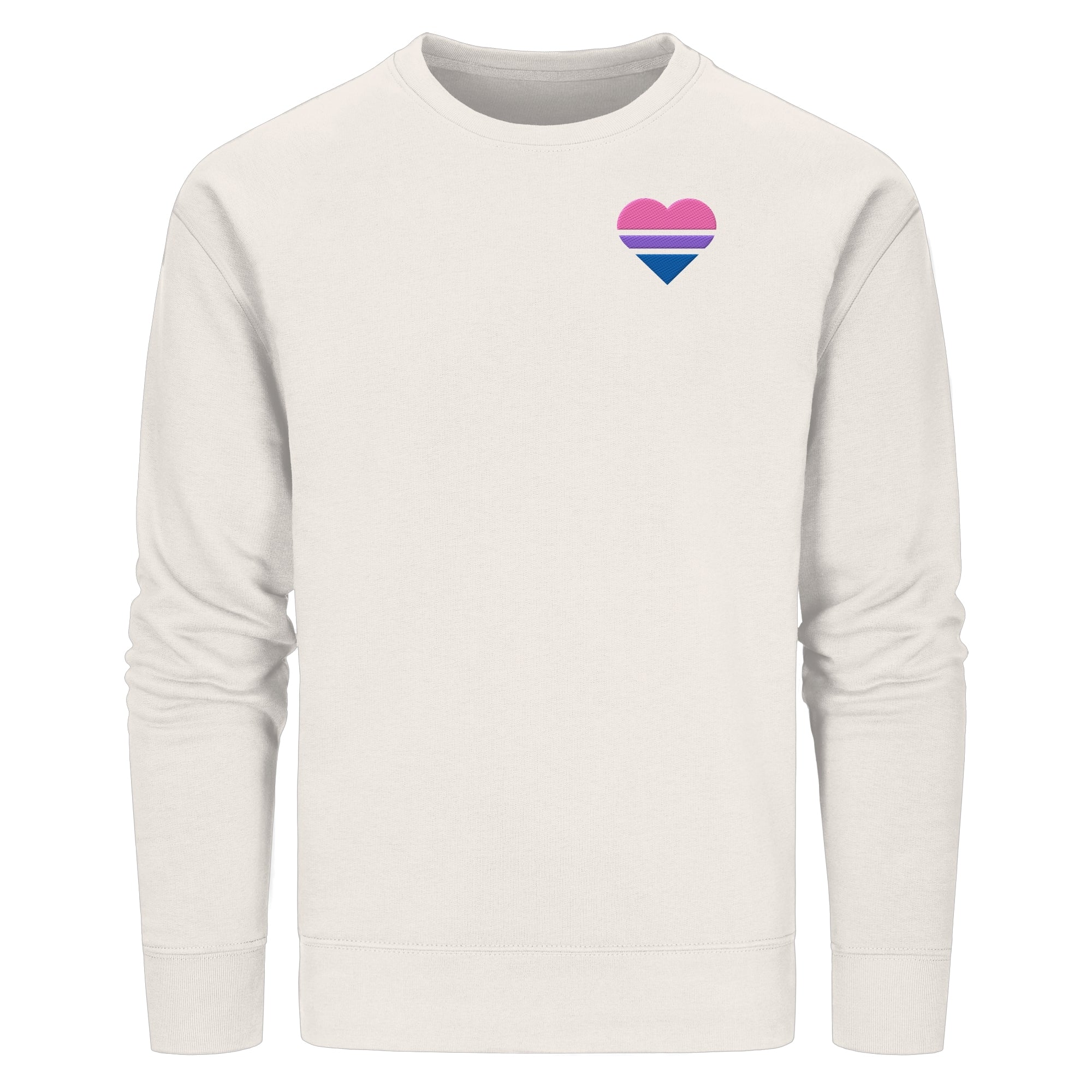 Organic Basic Sweatshirt - Bisexual Flag Herz Stick