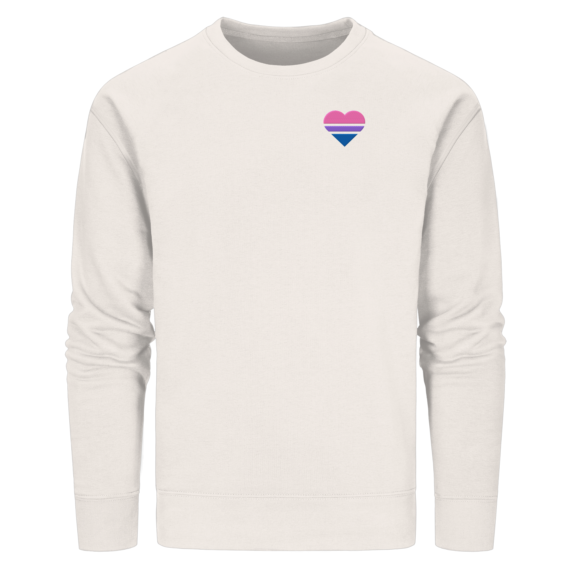 Organic Basic Sweatshirt - Bisexual Flag Herz Stick
