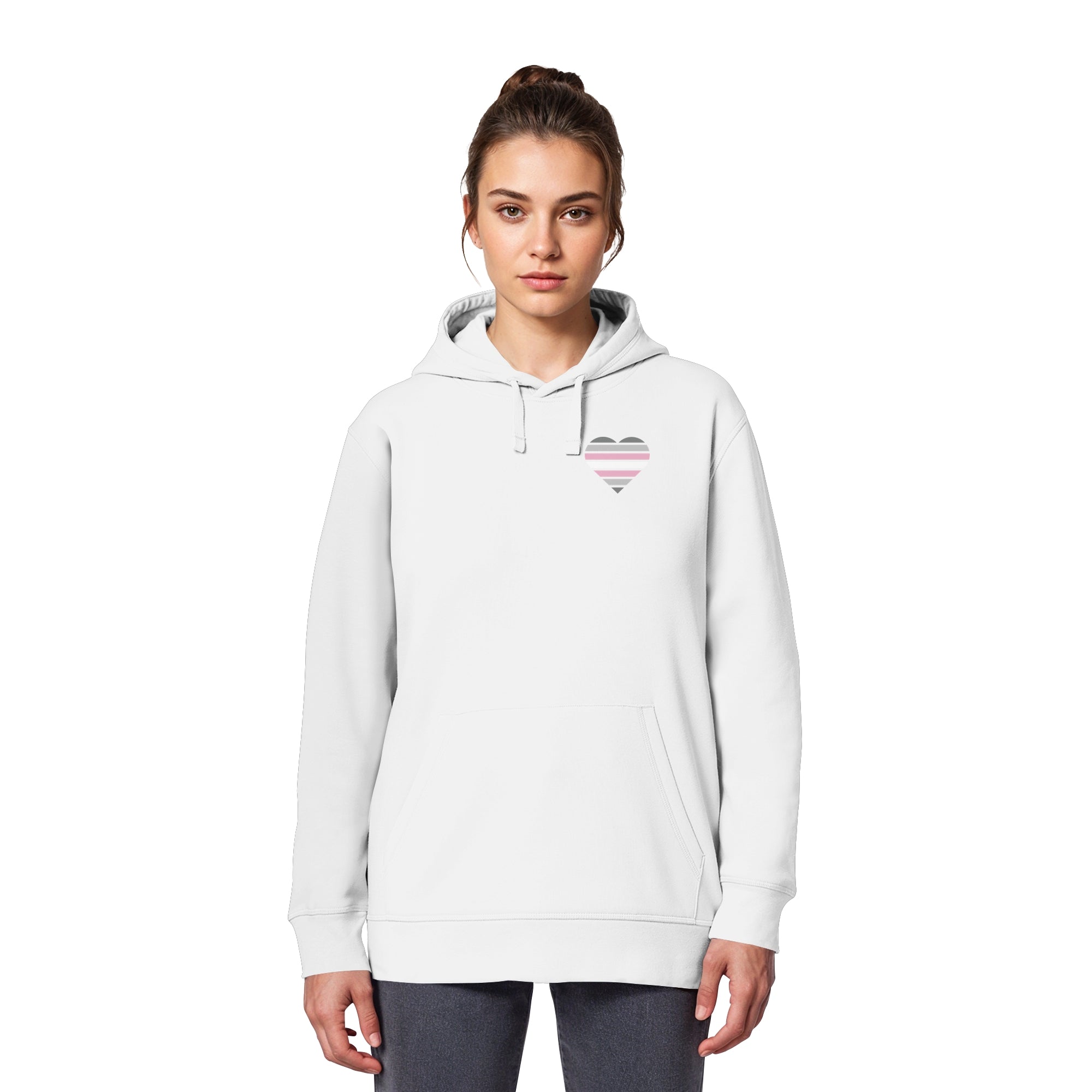 Organic Basic Hoodie - Demigirl Flag Herz Print