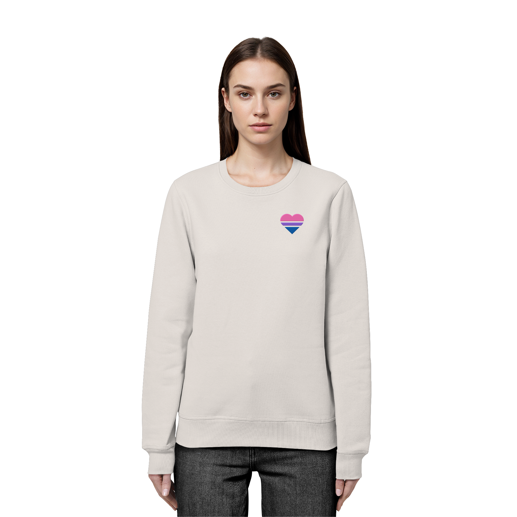 Organic Basic Sweatshirt - Bisexual Flag Herz Stick
