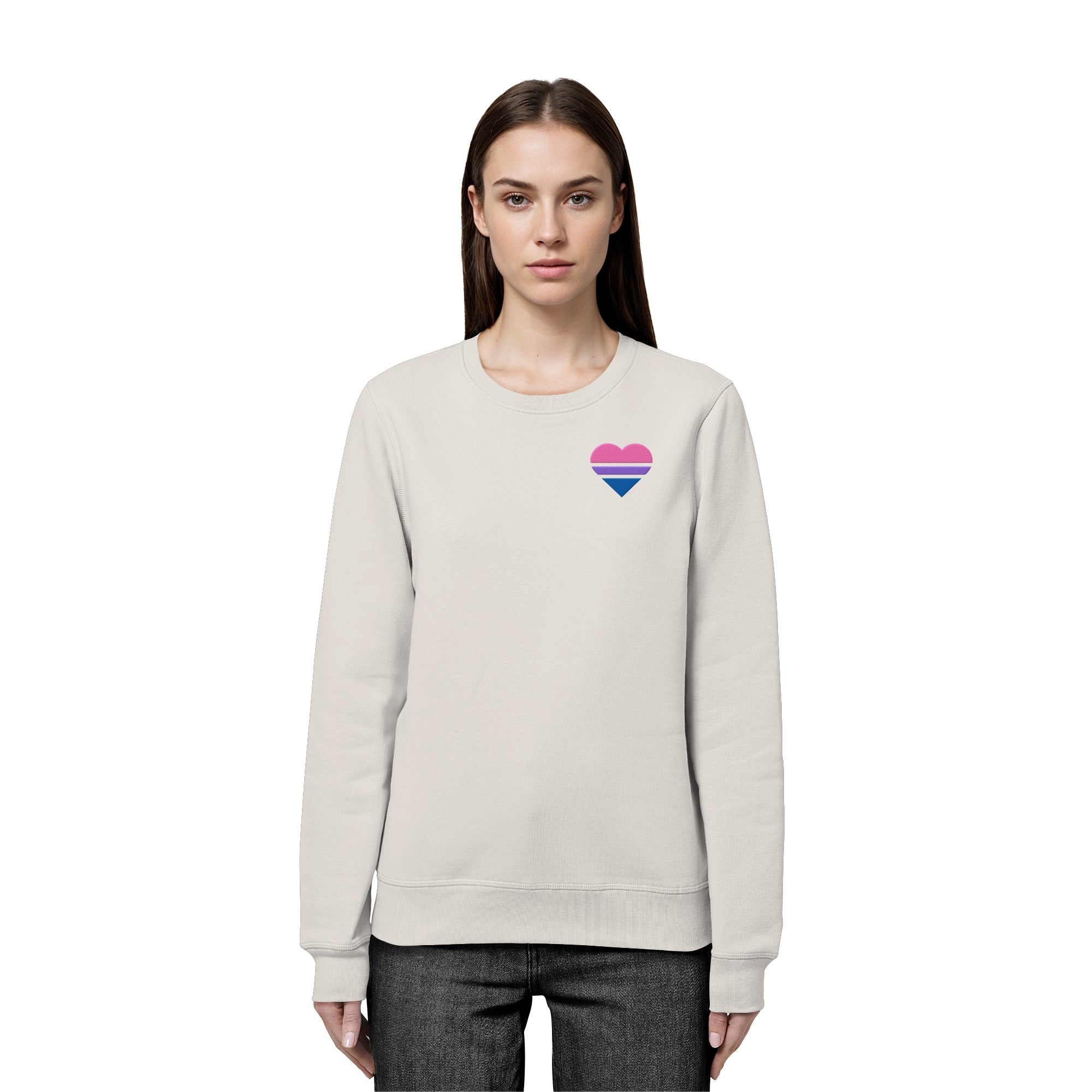 Organic Basic Sweatshirt - Bisexual Flag Herz Stick