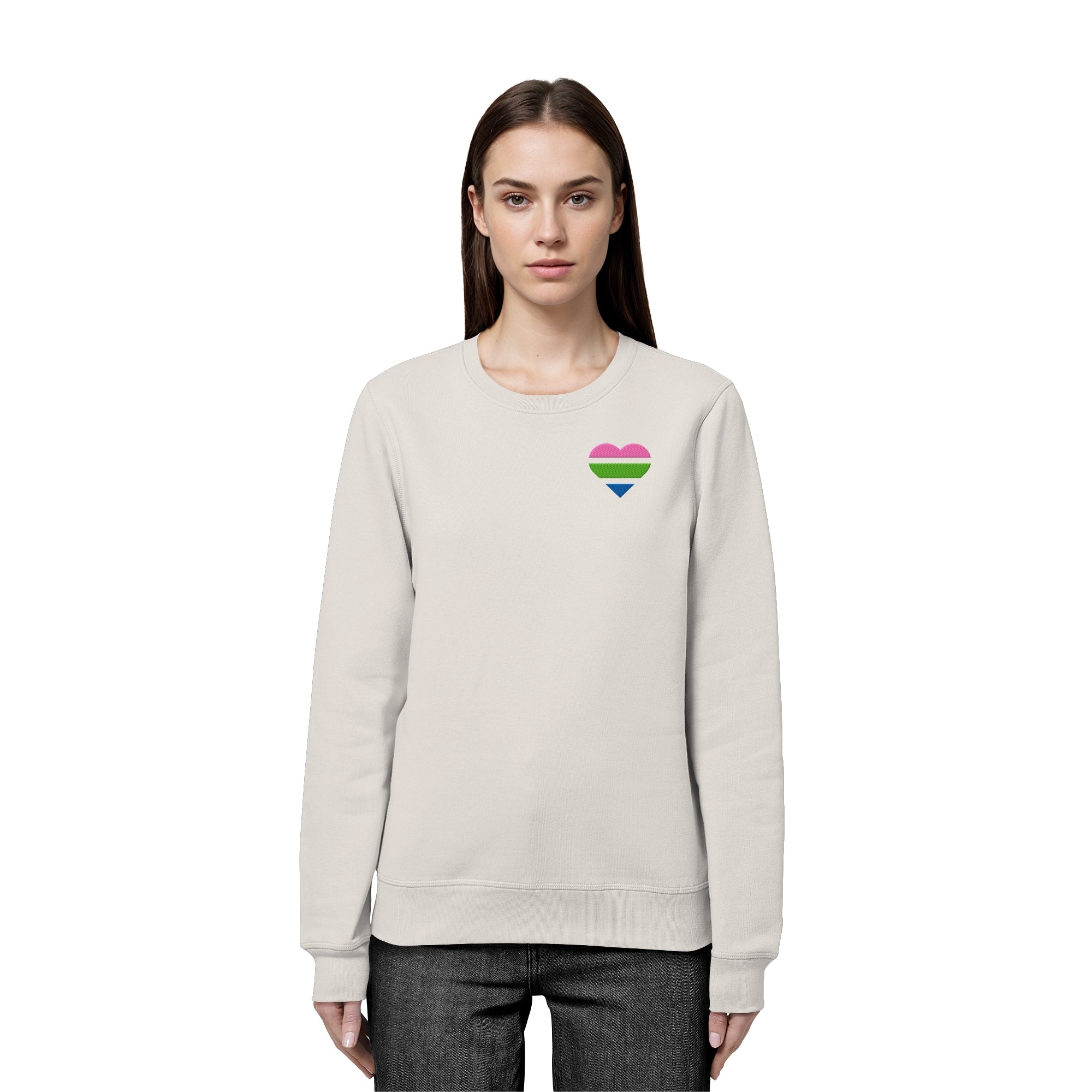 Organic Basic Sweatshirt - Polysexual Flag Herz Stick