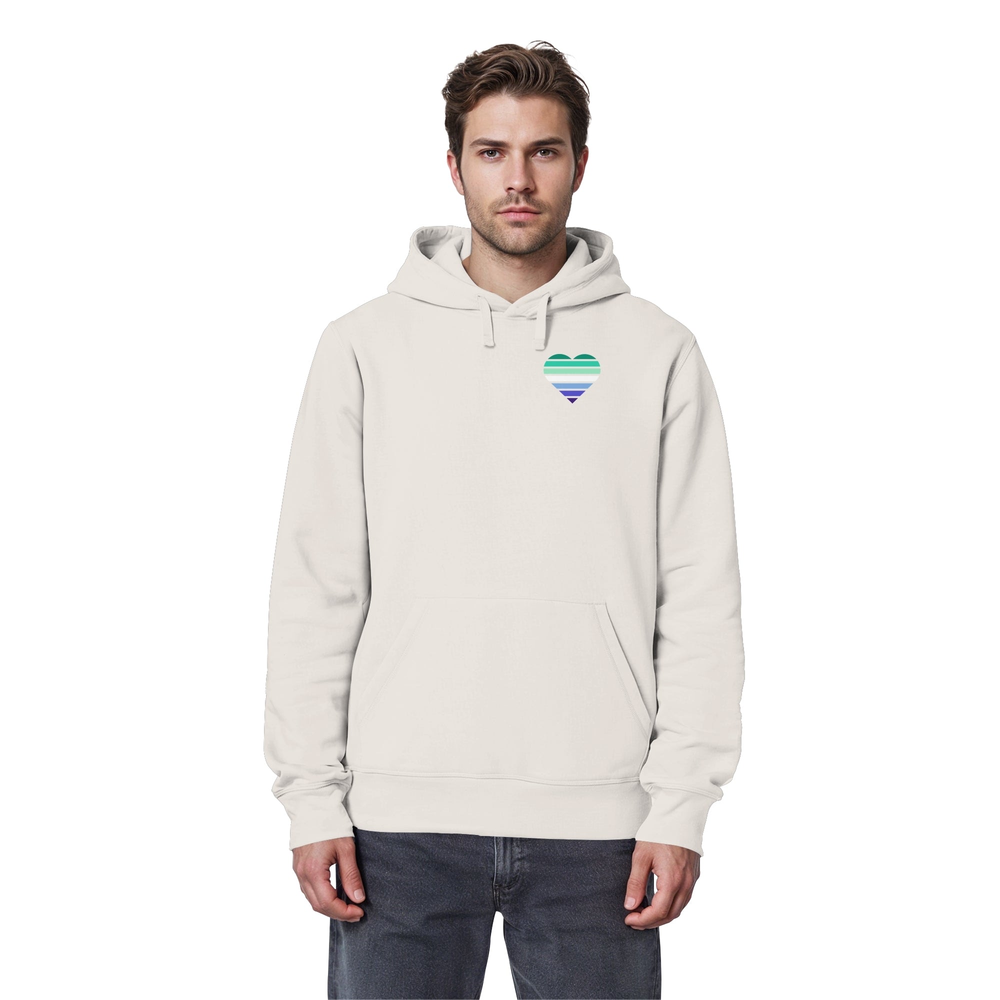 Organic Basic Hoodie - Gay Flag Herz Print