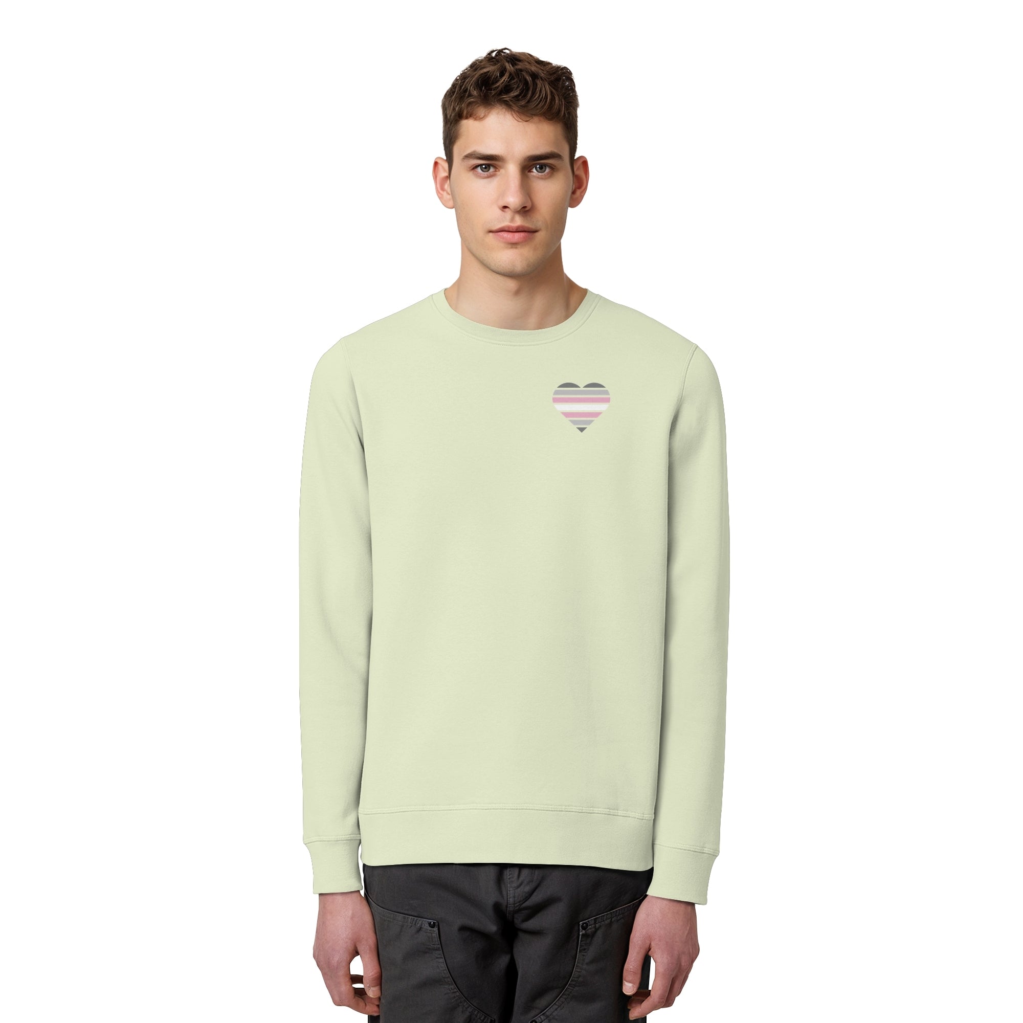 Organic Basic Sweatshirt - Demigirl Flag Herz Print