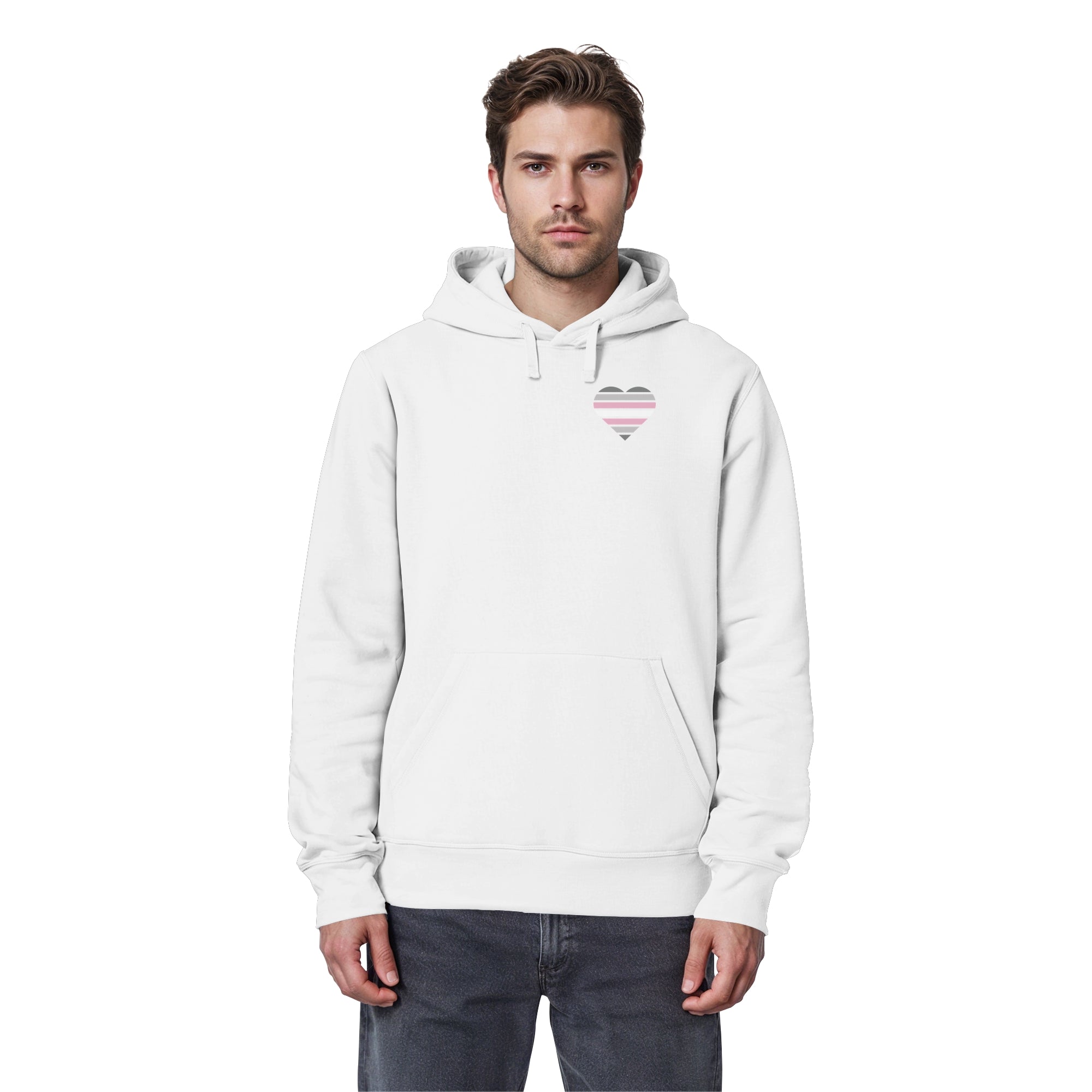 Organic Basic Hoodie - Demigirl Flag Herz Print