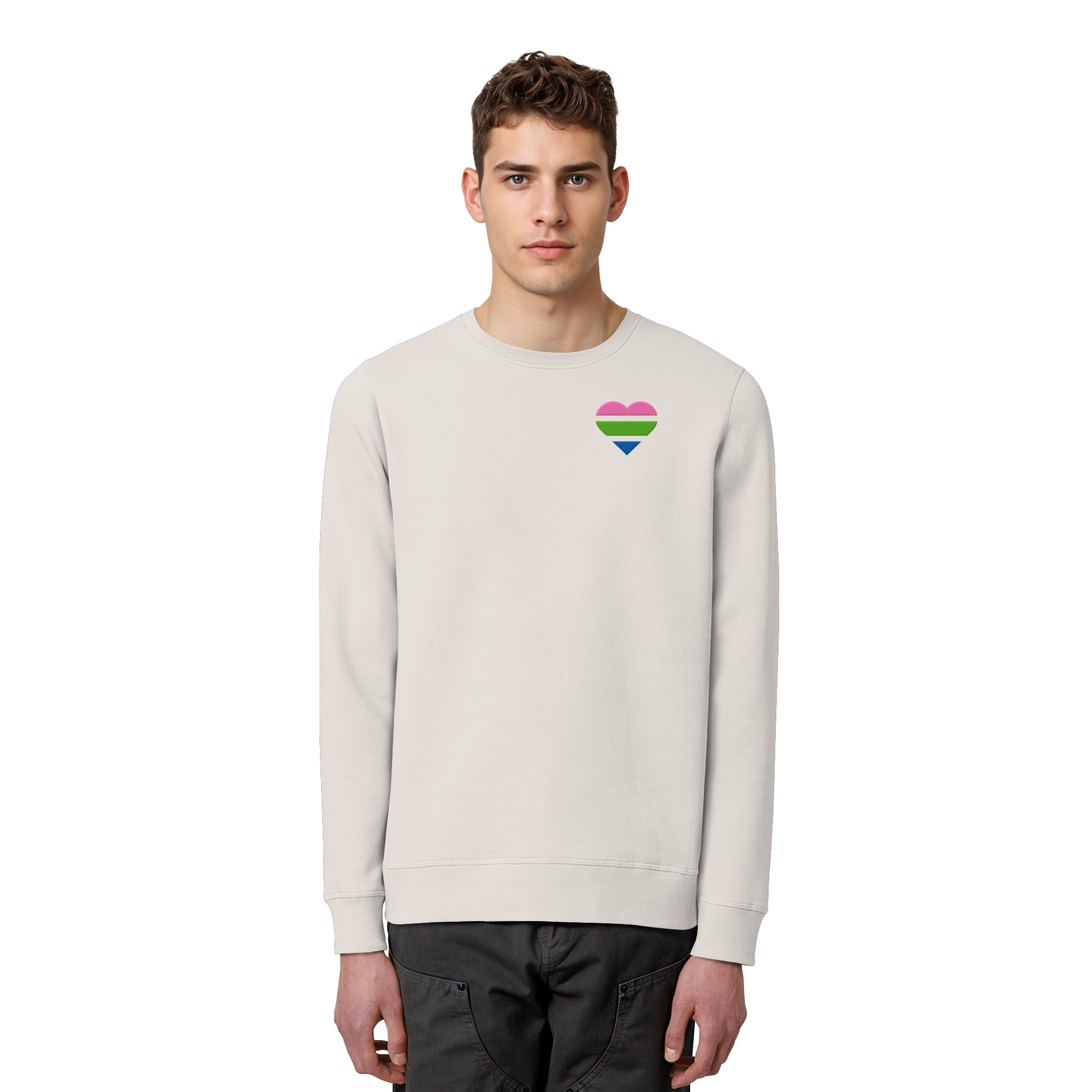 Organic Basic Sweatshirt - Polysexual Flag Herz Stick