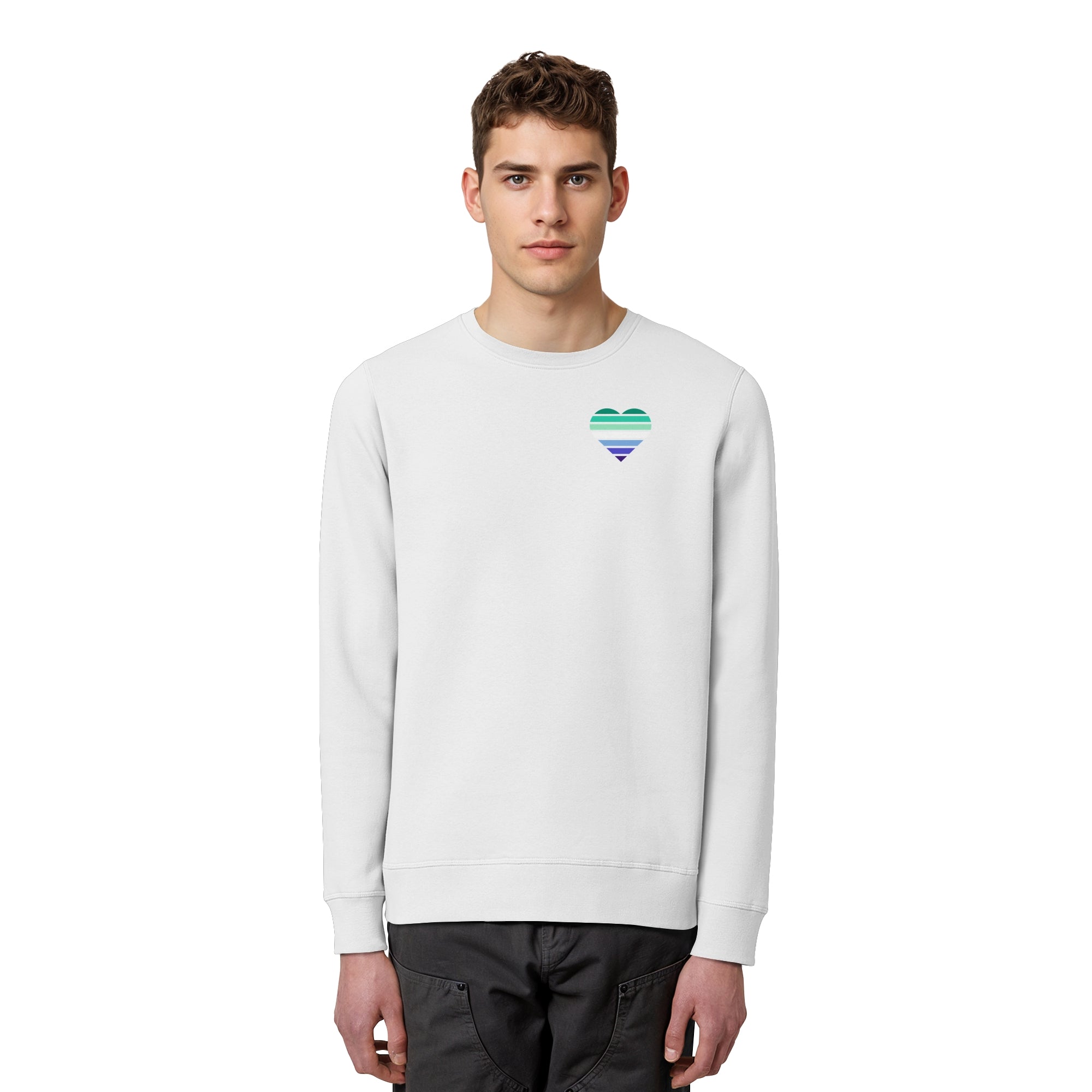 Organic Basic Sweatshirt - Gay Flag Herz Print
