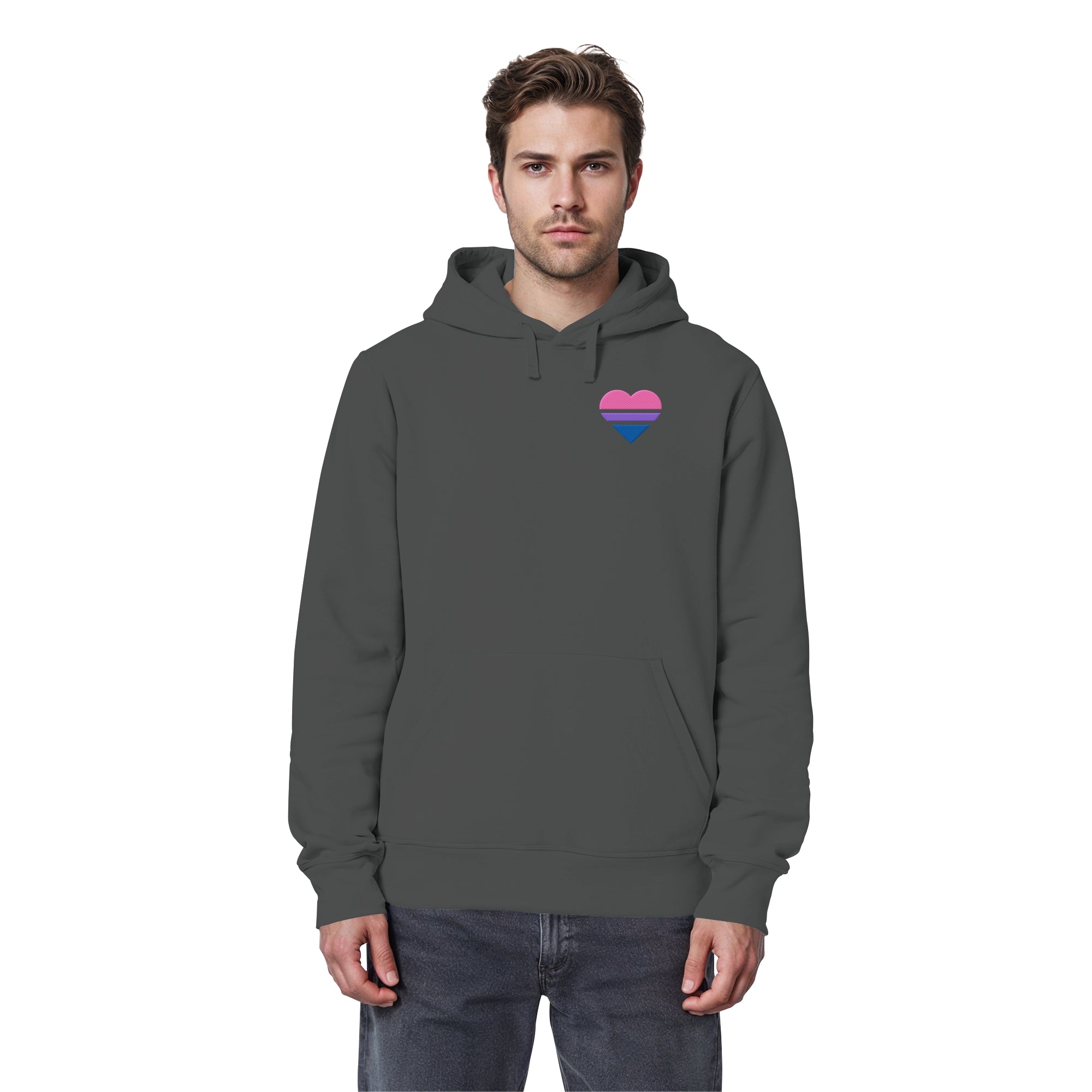 Organic Basic Hoodie - Bisexual Flag Herz Stick