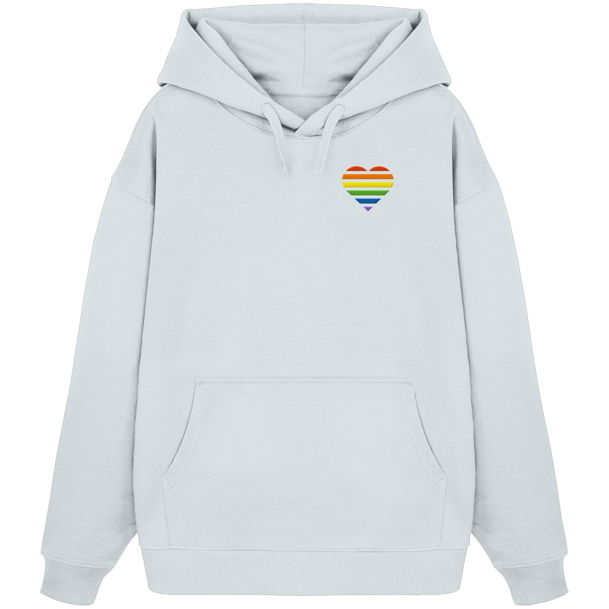 Organic Oversize Hoodie - Pride Flag Herz Stick