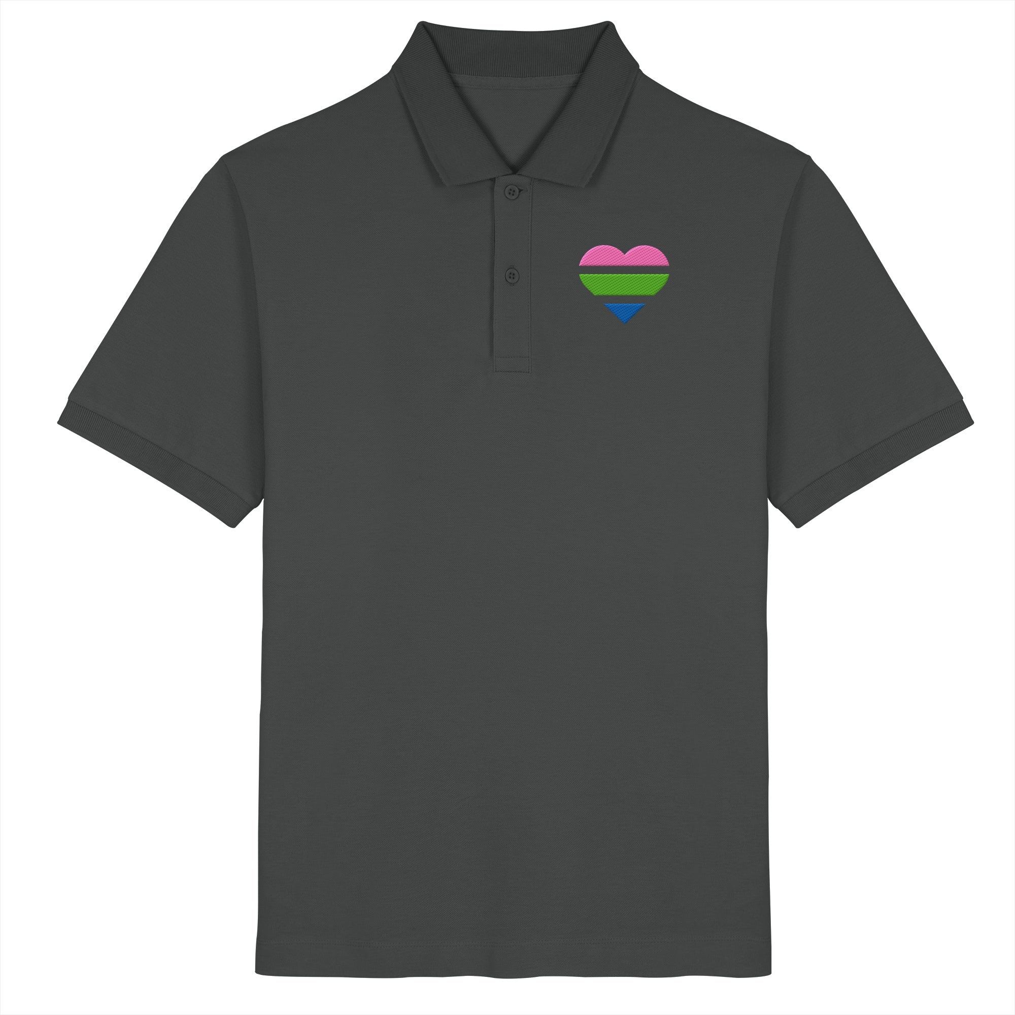 Organic Poloshirt - Polysexual Flag Herz Stick