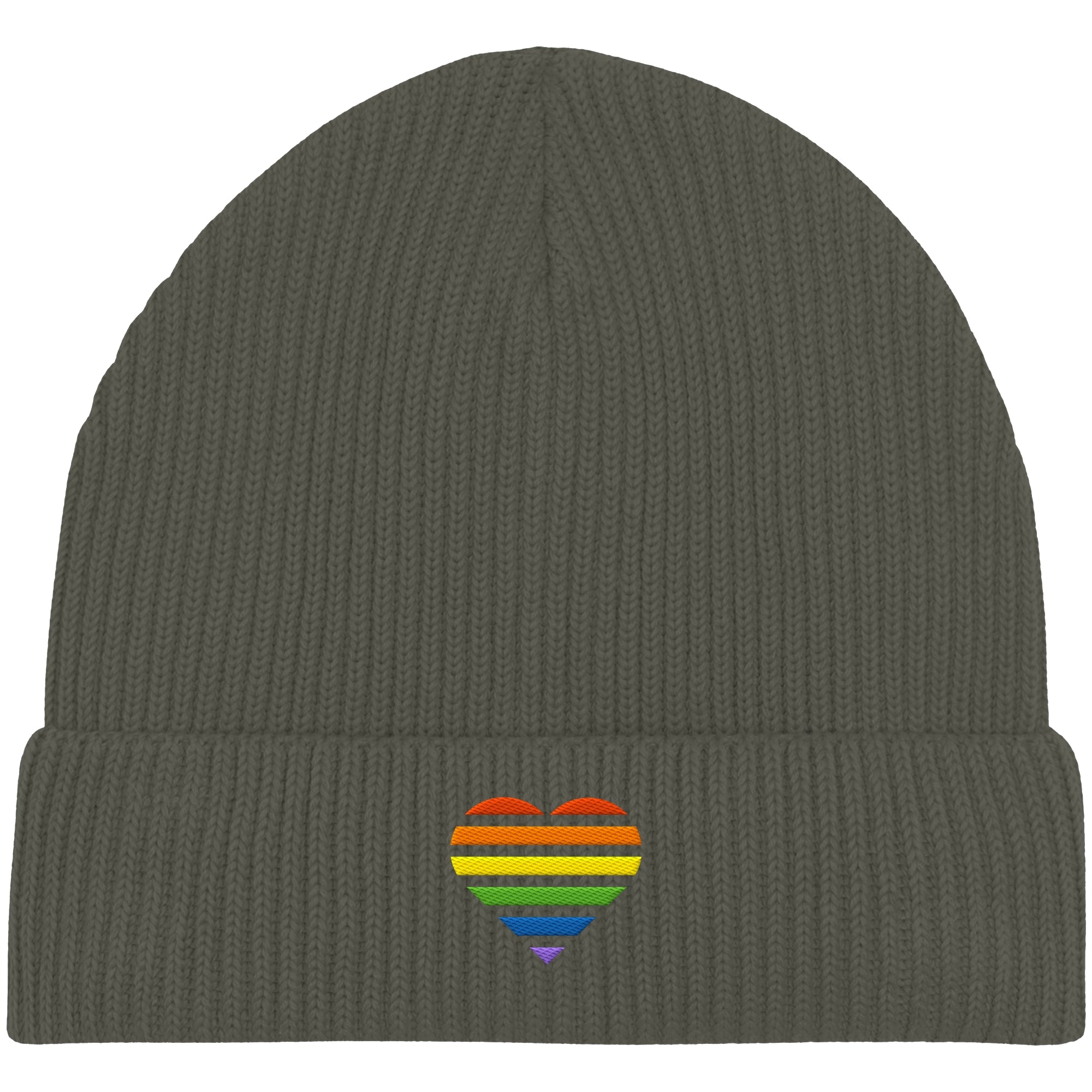 Organic Fisherman Beanie - Pride Flag Herz Stick