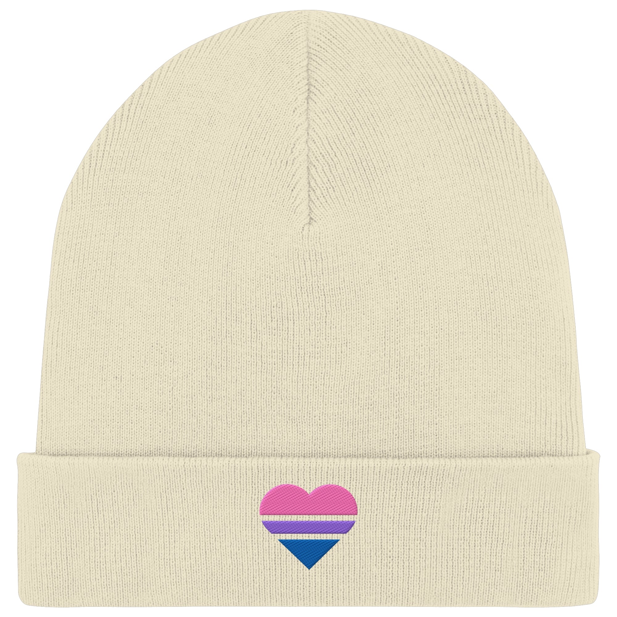 Organic Rib Beanie - Bisexual Flag Herz Stick