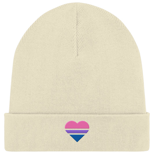 Organic Rib Beanie - Bisexual Flag Herz Stick