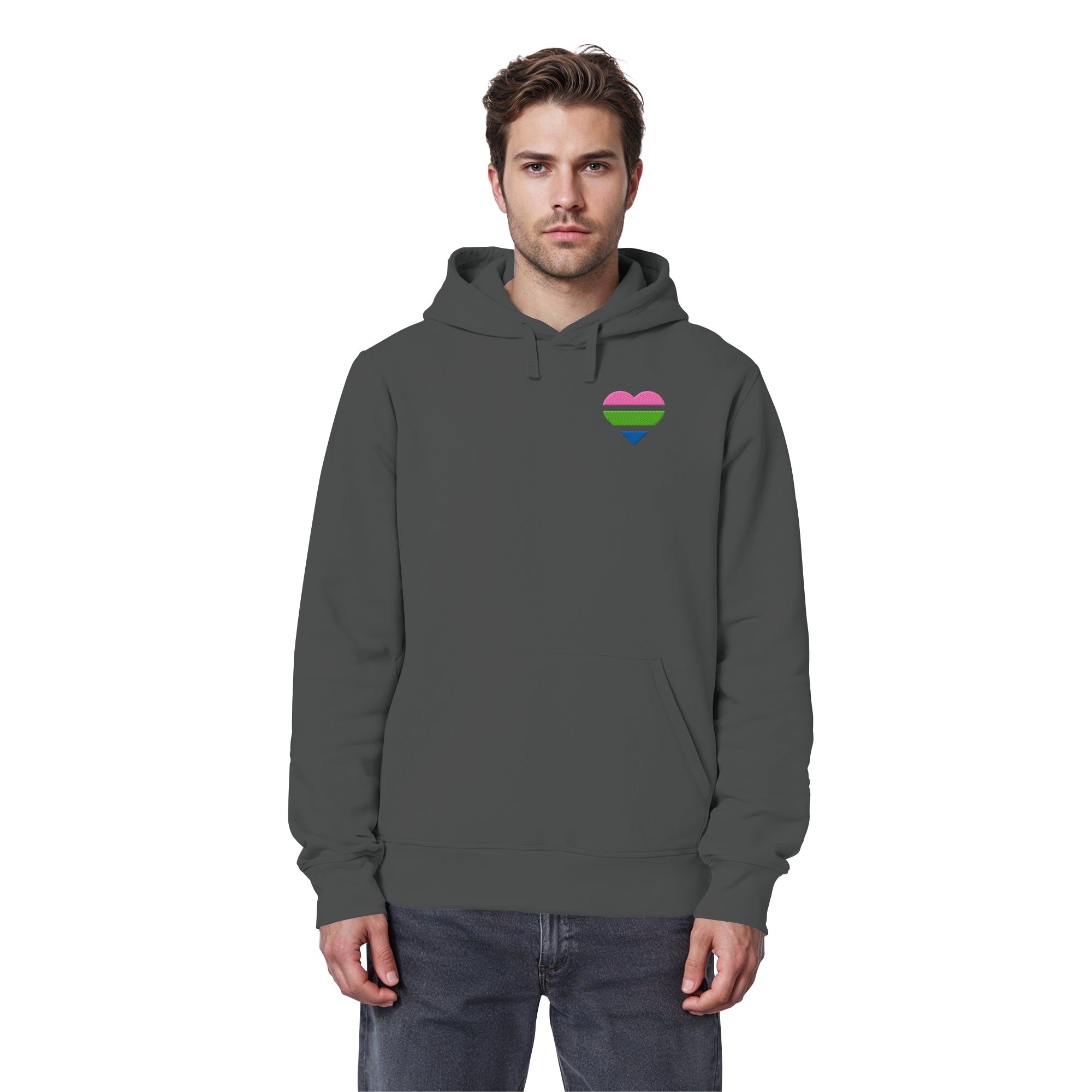 Organic Basic Hoodie - Polysexual Flag Herz Stick