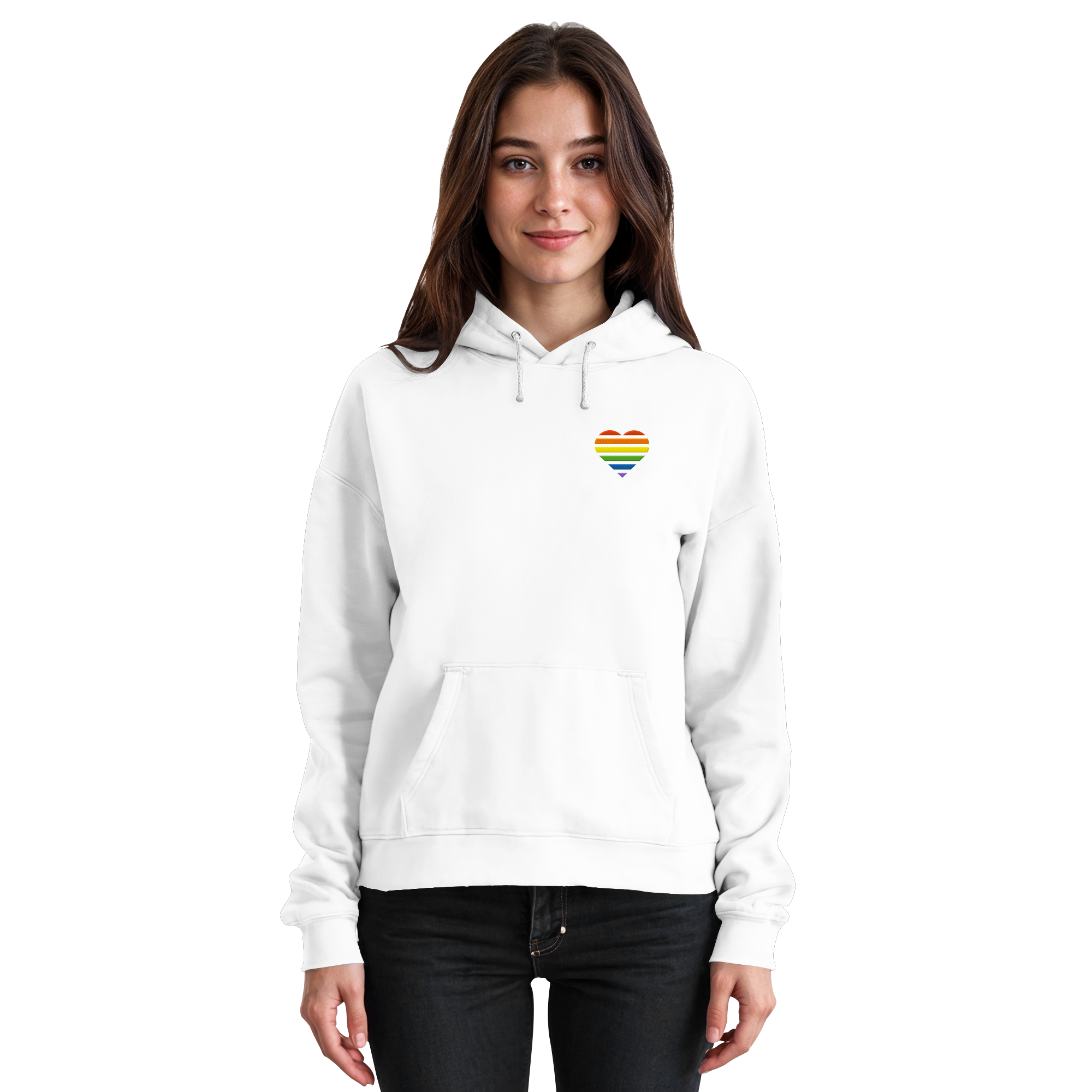 Basic Hoodie - Pride Flag Herz Stick