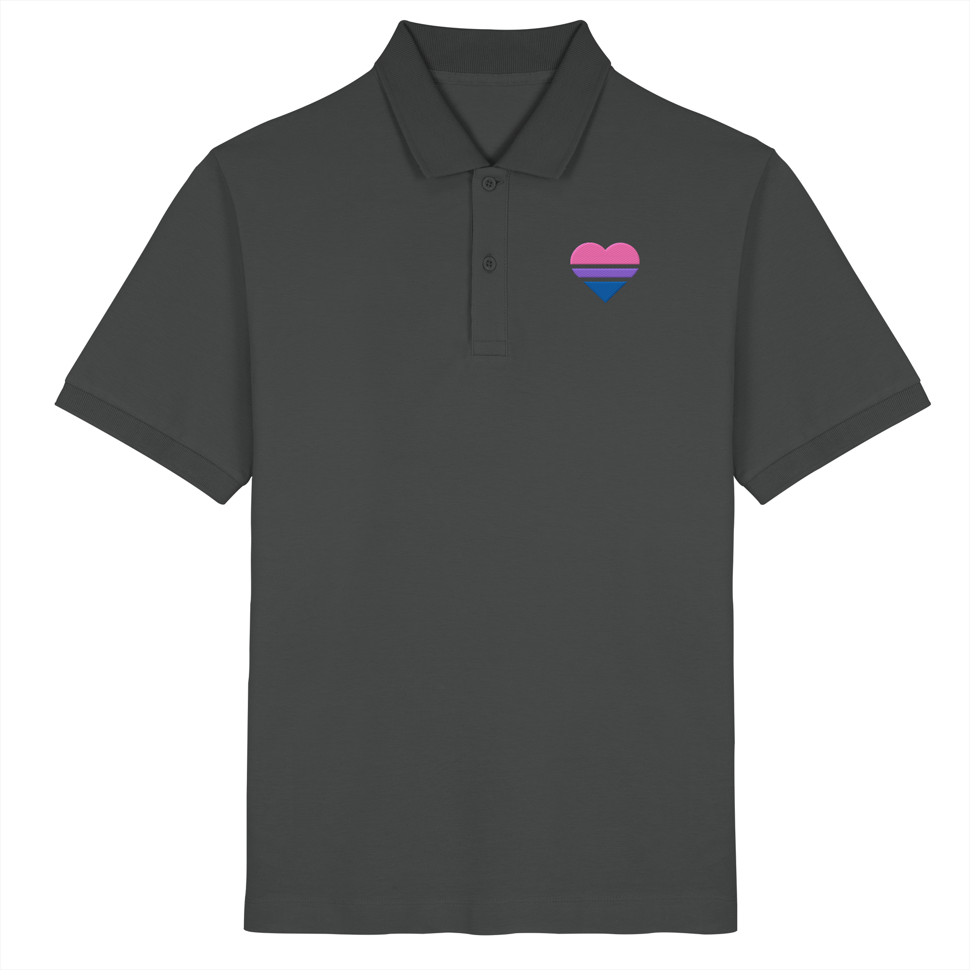 Organic Poloshirt - Bisexual Flag Herz Stick