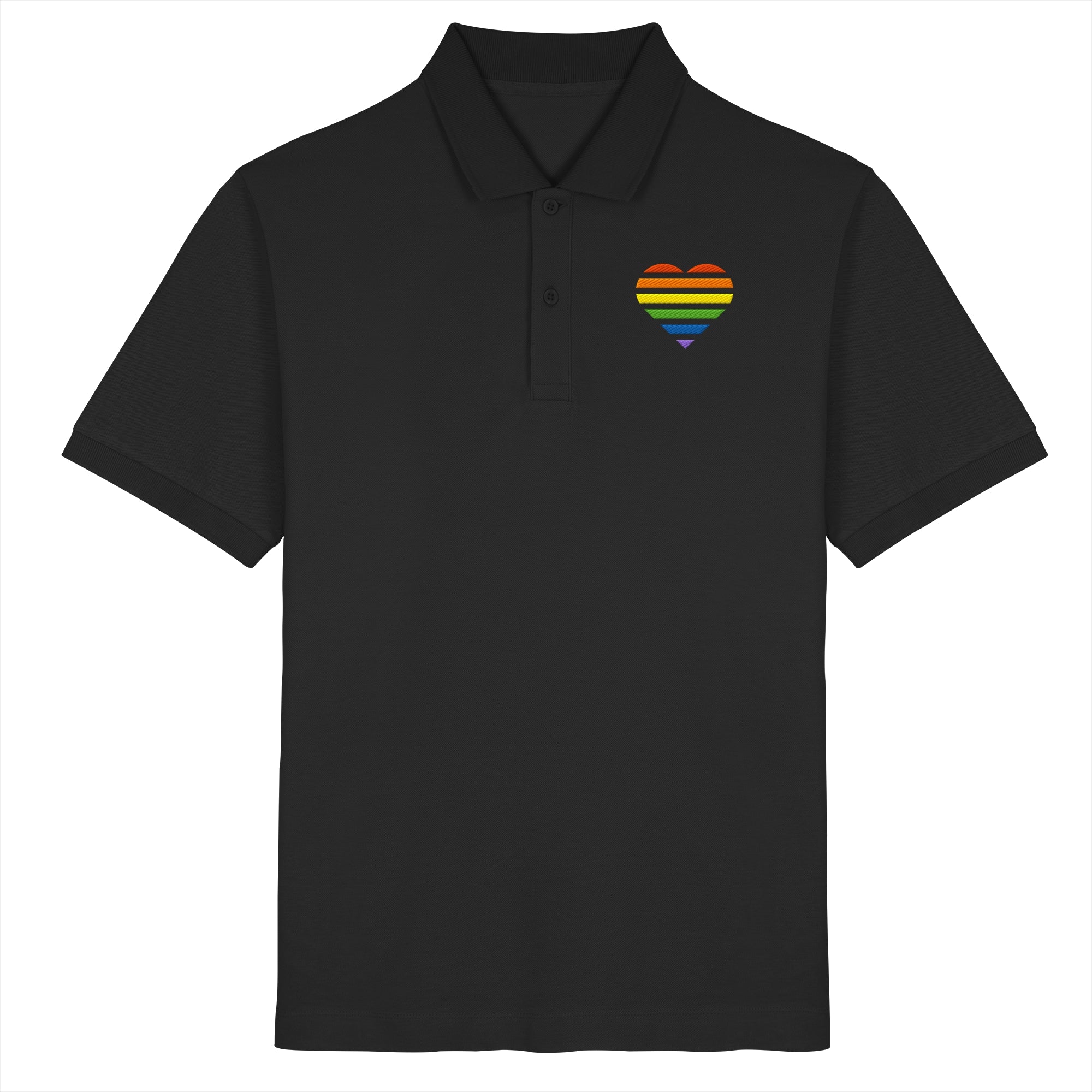 Organic Poloshirt - Pride Flag Herz Stick