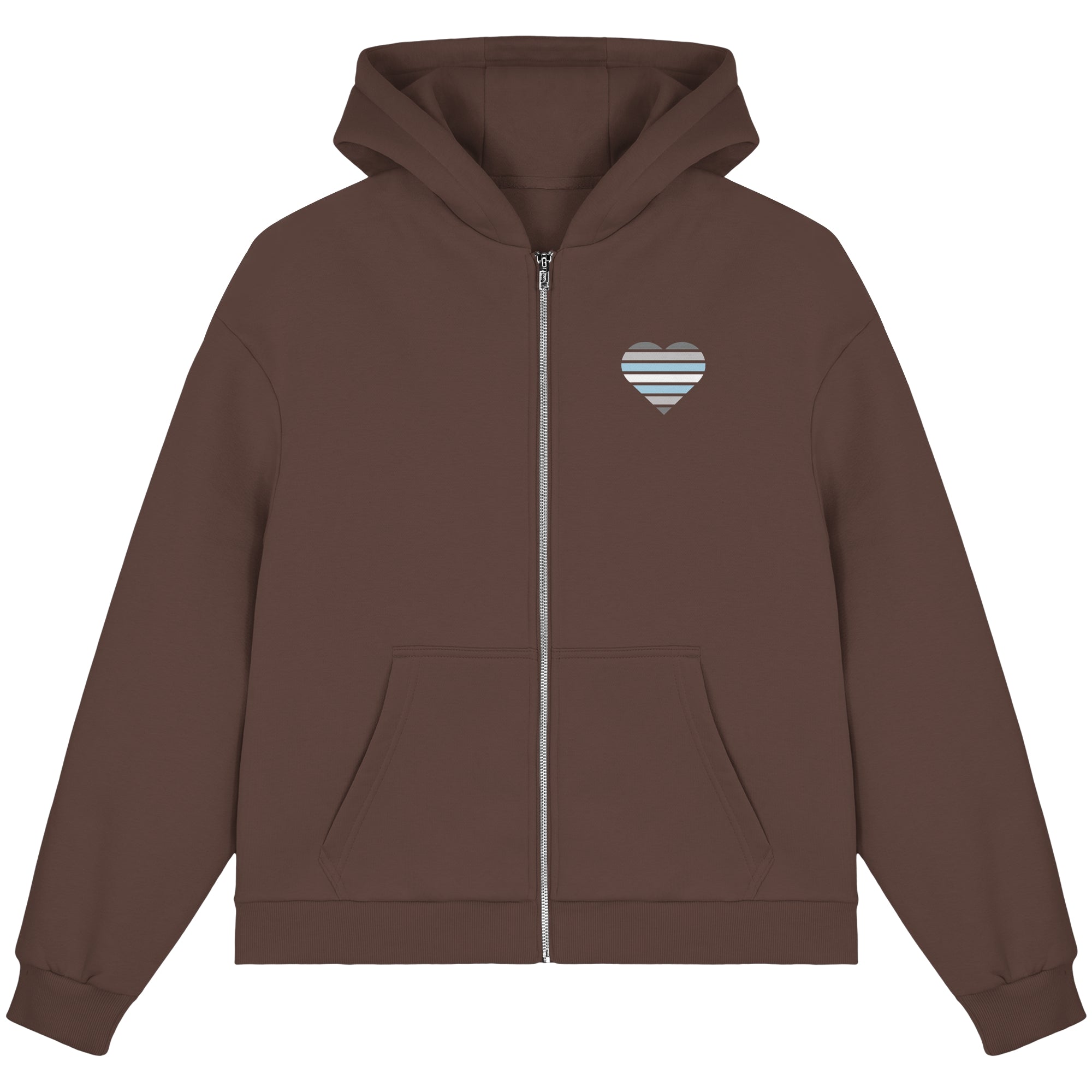 Fluffy Boxcut Zipper - Demiboy Flag Herz Print