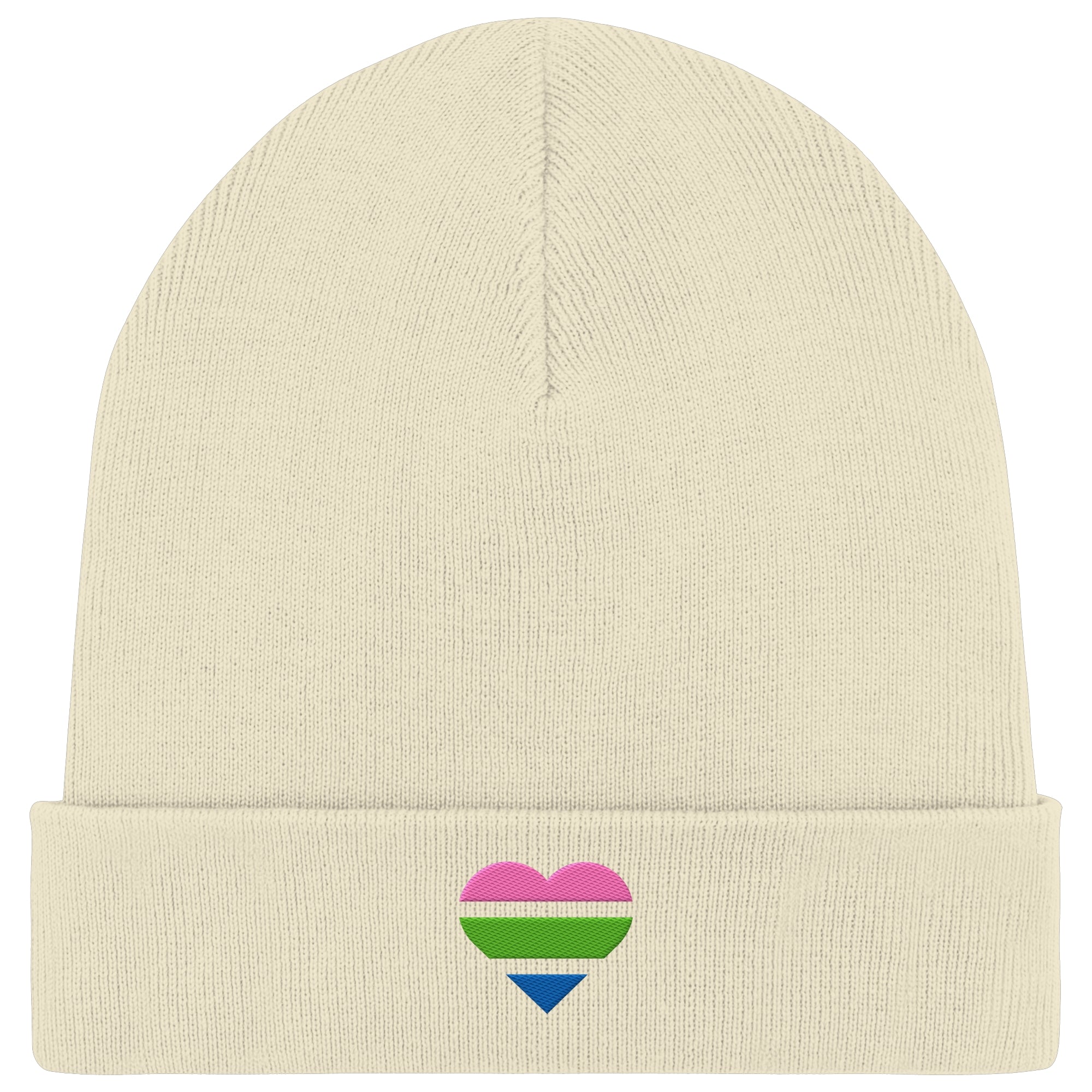 Organic Rib Beanie - Polysexual Flag Herz Stick