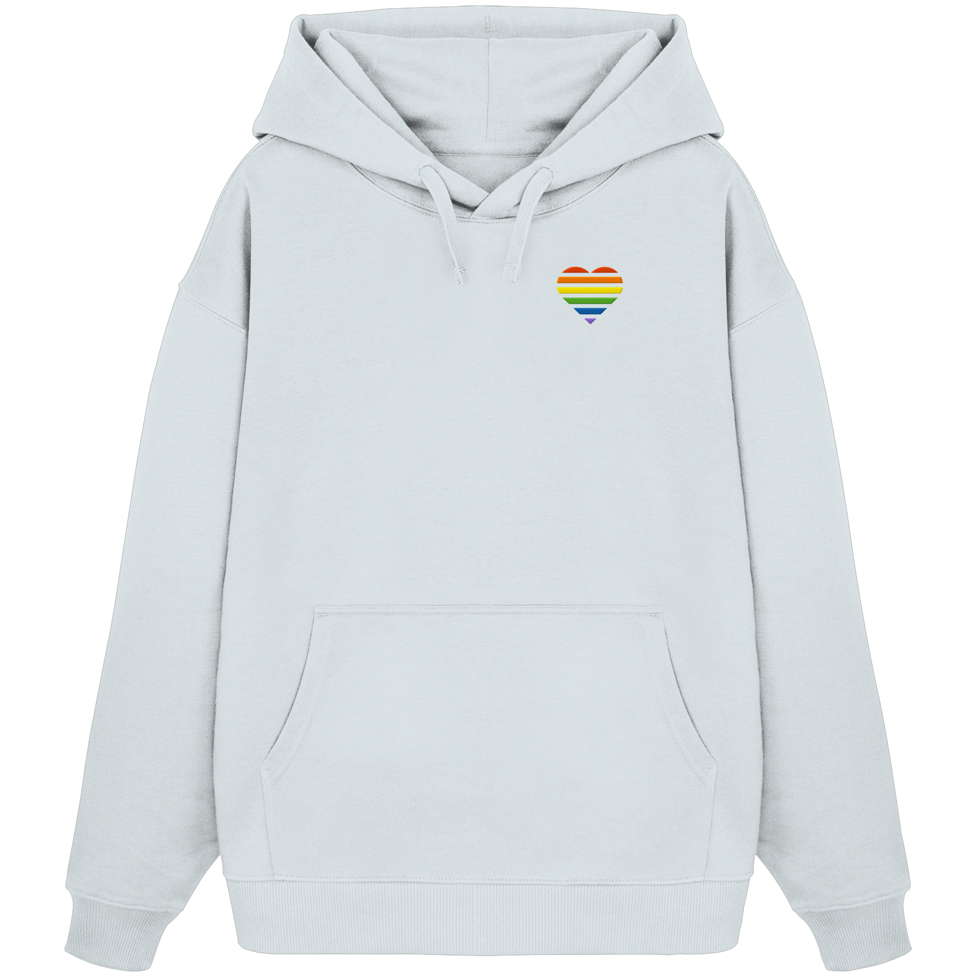 Organic Oversize Hoodie - Pride Flag Herz Stick