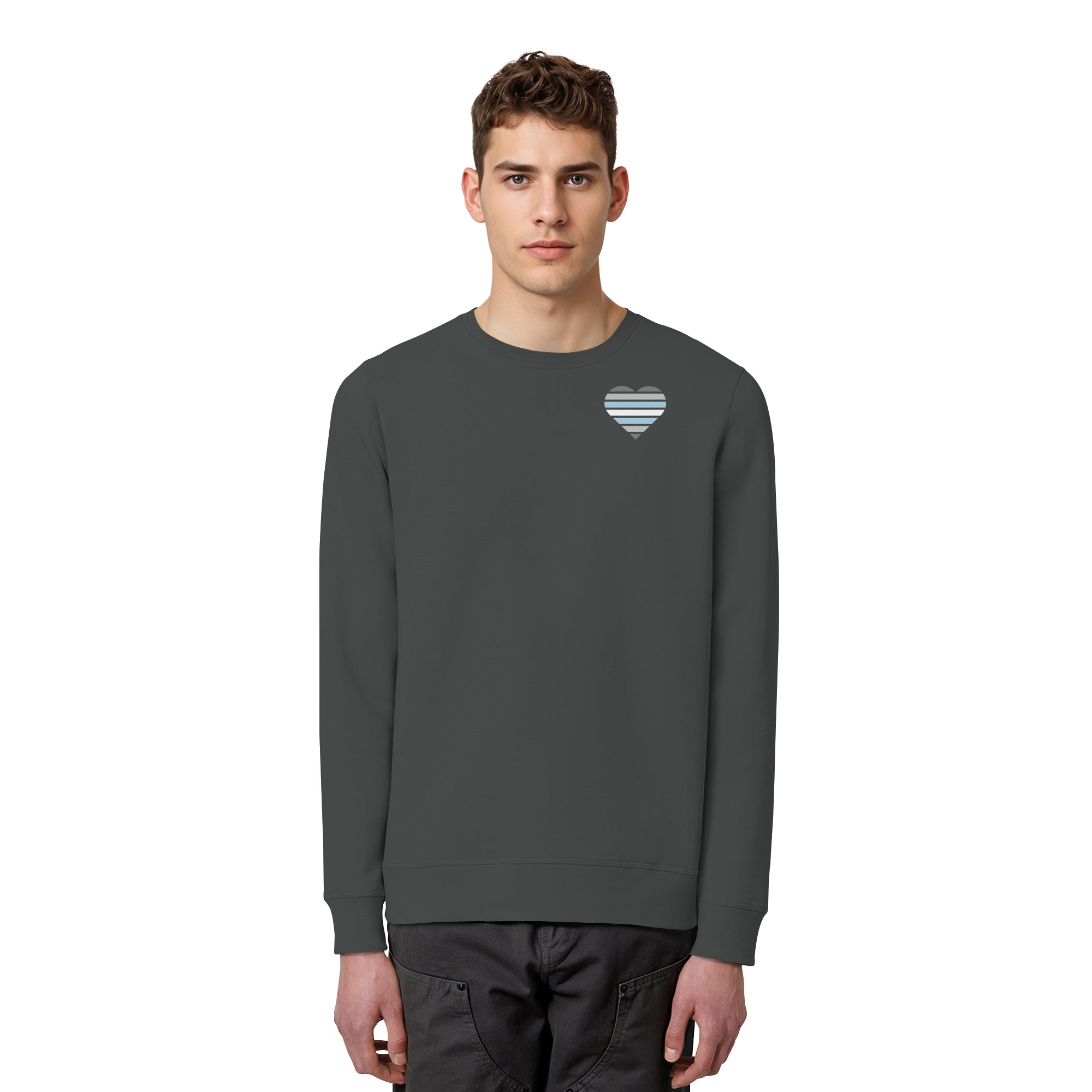 Organic Basic Sweatshirt - Demiboy Flag Herz Print