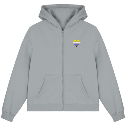 Fluffy Boxcut Zipper mit Herz Stick - Nonbinary