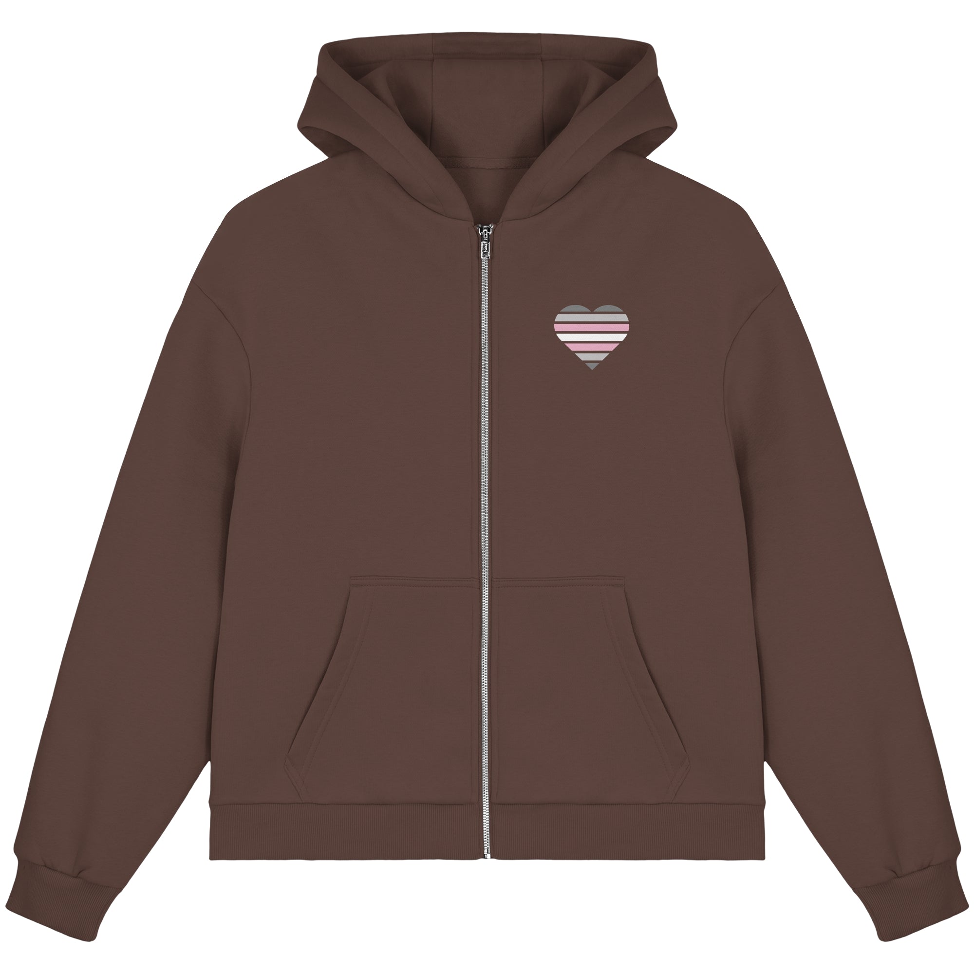 Fluffy Boxcut Zipper - Demigirl Flag Herz Print