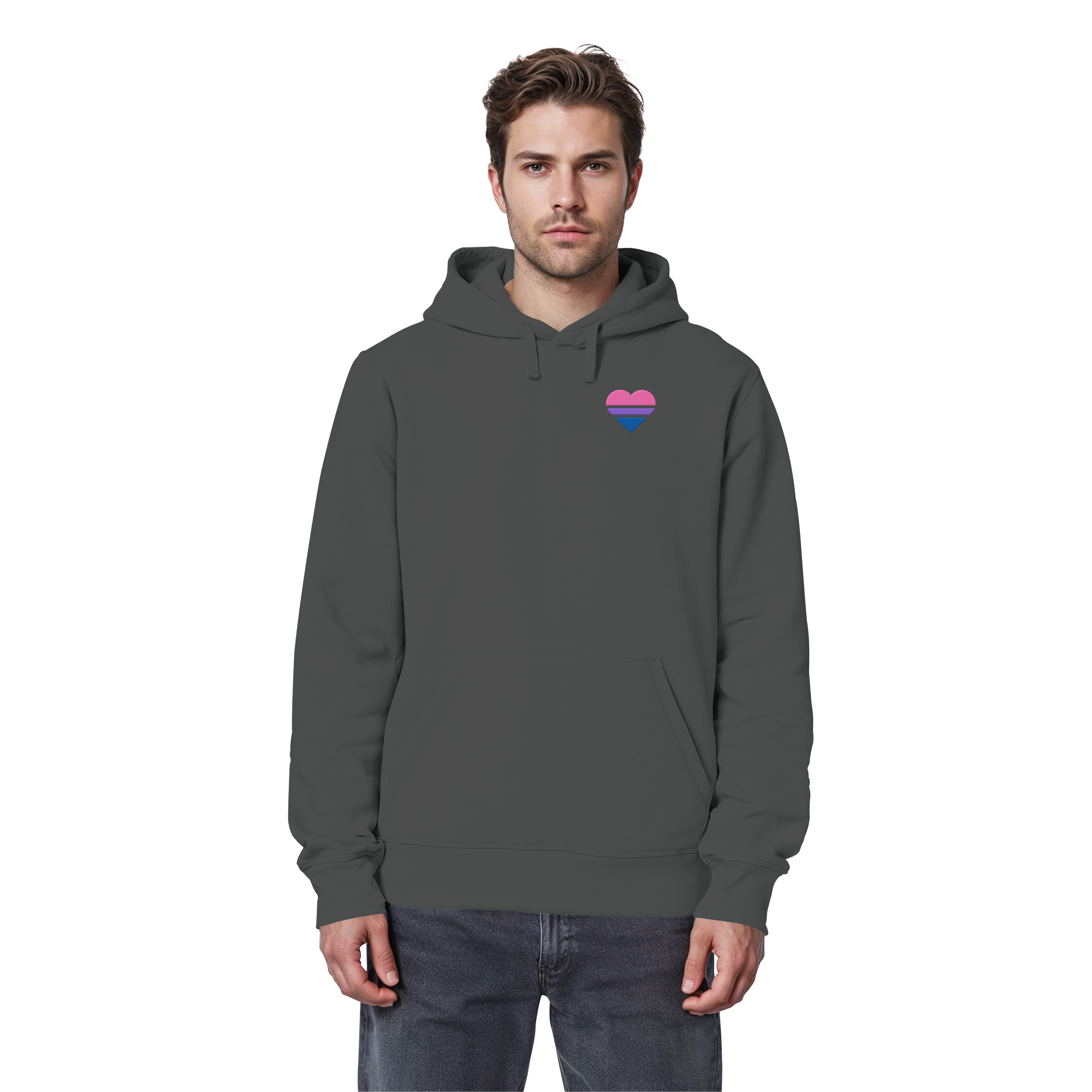 Organic Basic Hoodie - Bisexual Flag Herz Stick