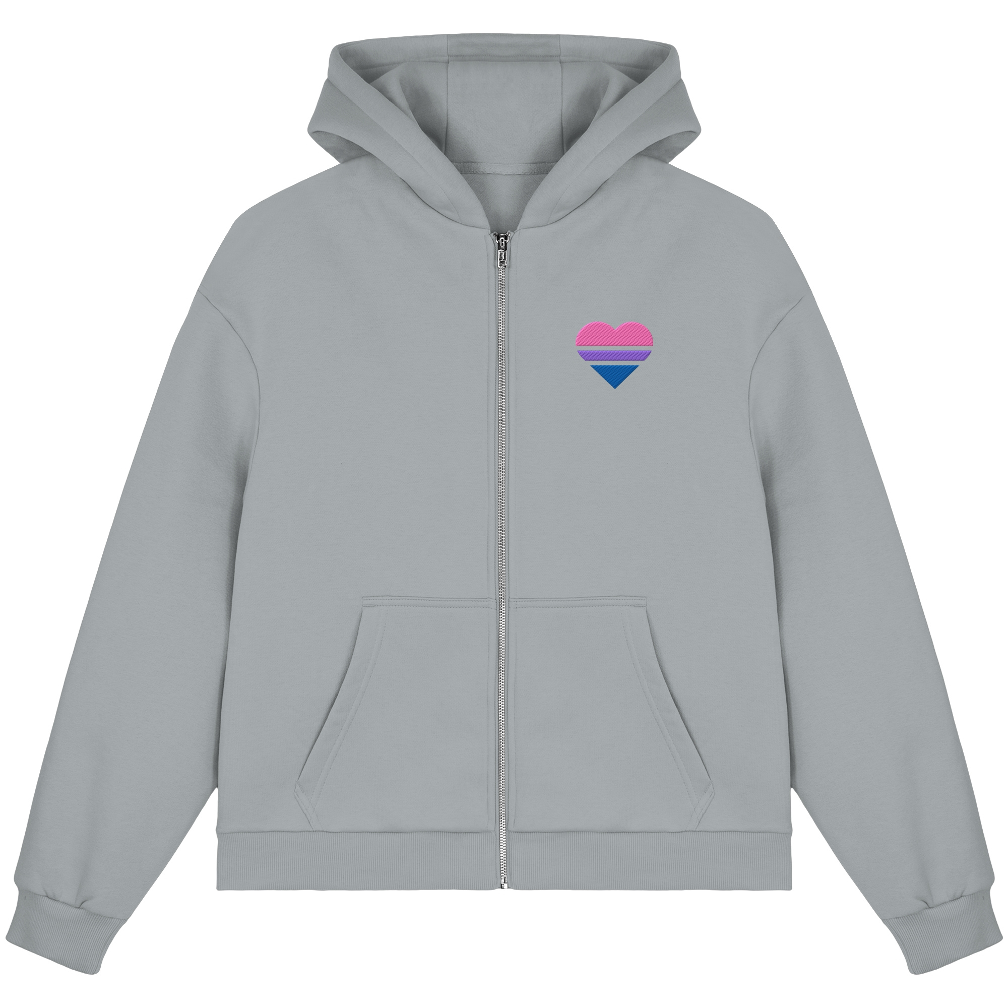 Fluffy Boxcut Zipper - Bisexual Flag Herz Stick