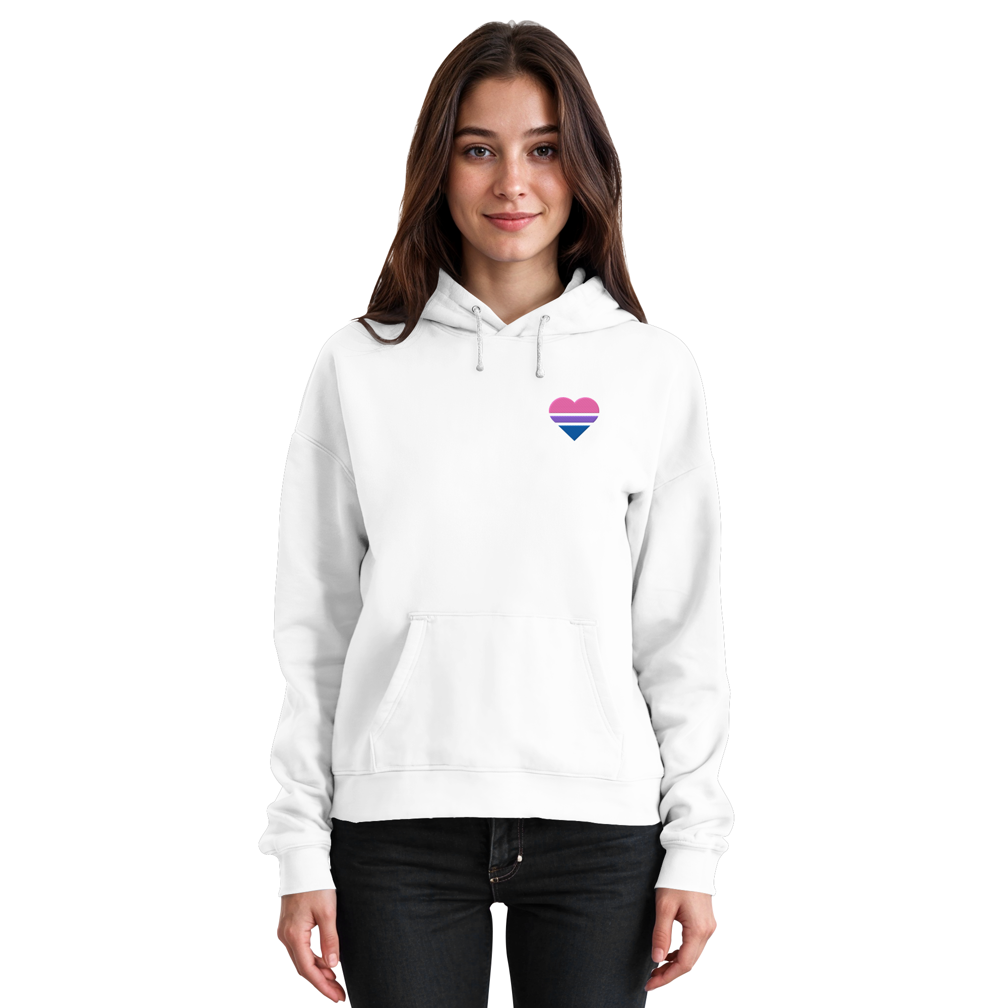 Basic Hoodie - Bisexual Flag Herz Stick
