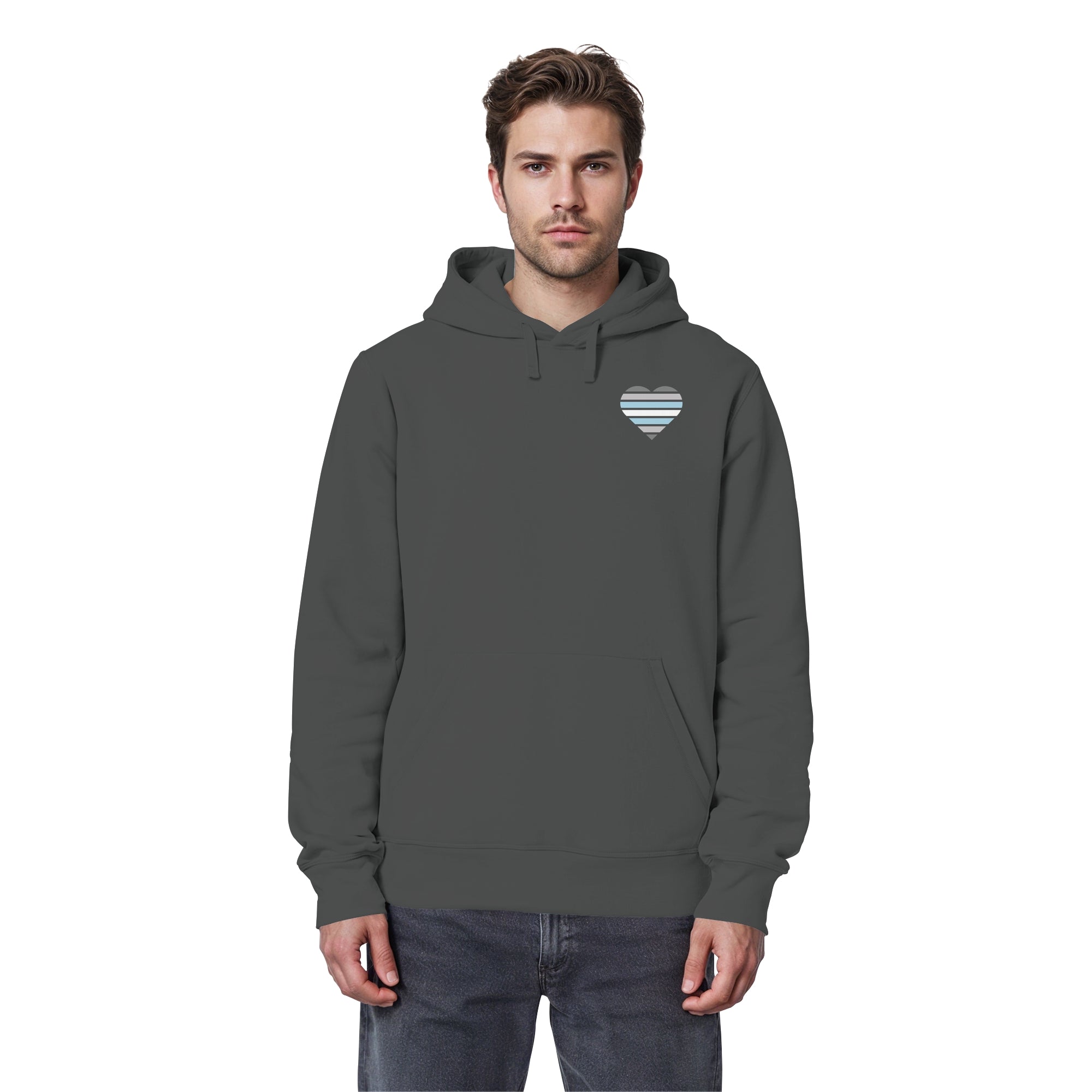 Organic Basic Hoodie - Demiboy Flag Herz Print