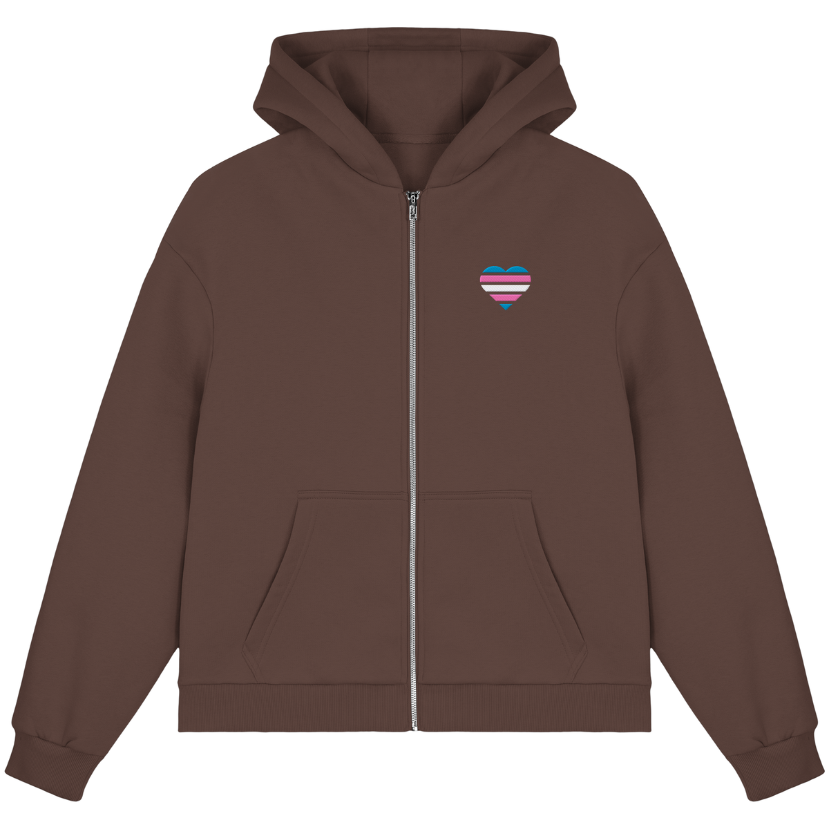 Fluffy Boxcut Zipper mit Herz Stick - Trans
