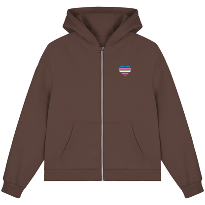 Fluffy Boxcut Zipper mit Herz Stick - Trans