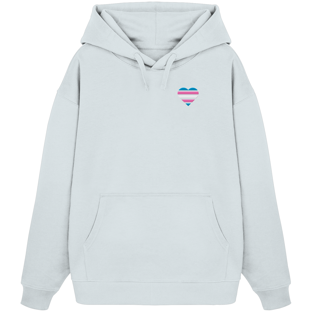 Organic Oversize Hoodie mit Herz Stick - Trans