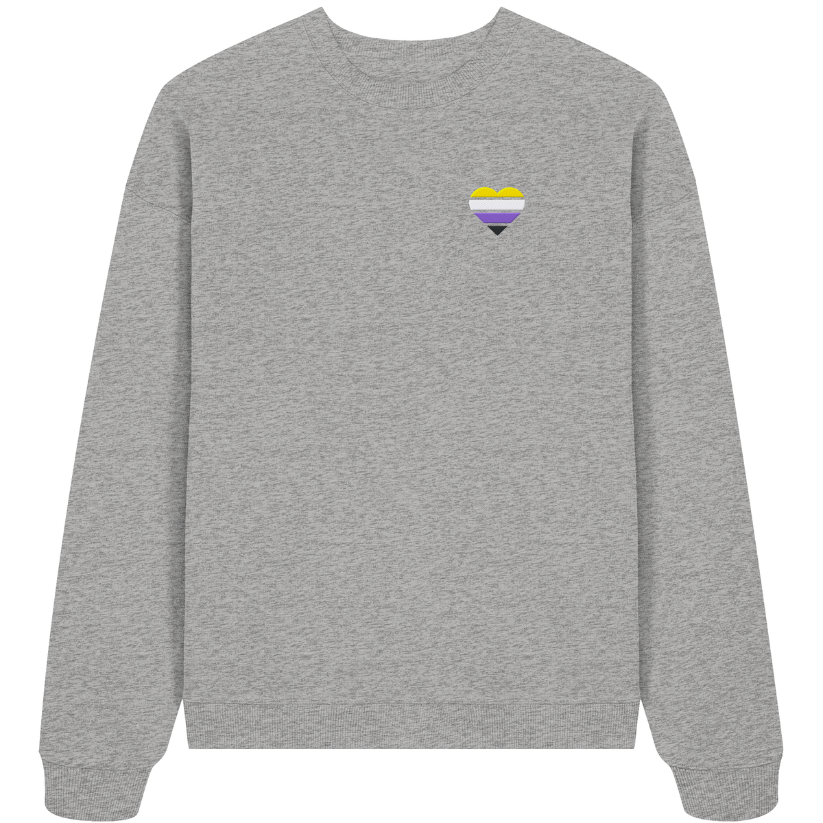 Organic Oversize Sweatshirt mit Herz Stick - Nonbinary