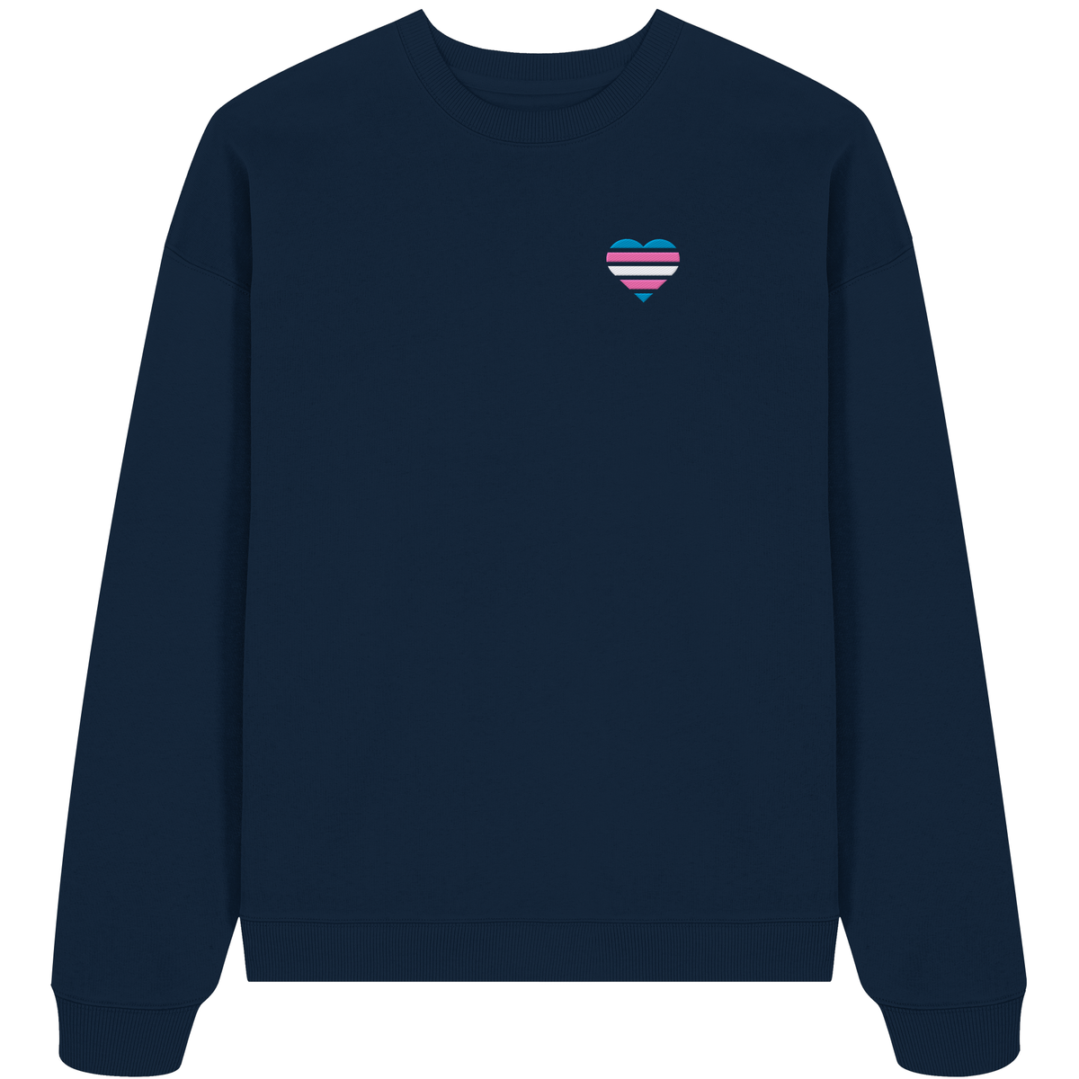 Organic Oversize Sweatshirt mit Herz Stick - Trans