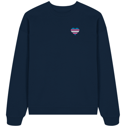 Organic Oversize Sweatshirt mit Herz Stick - Trans