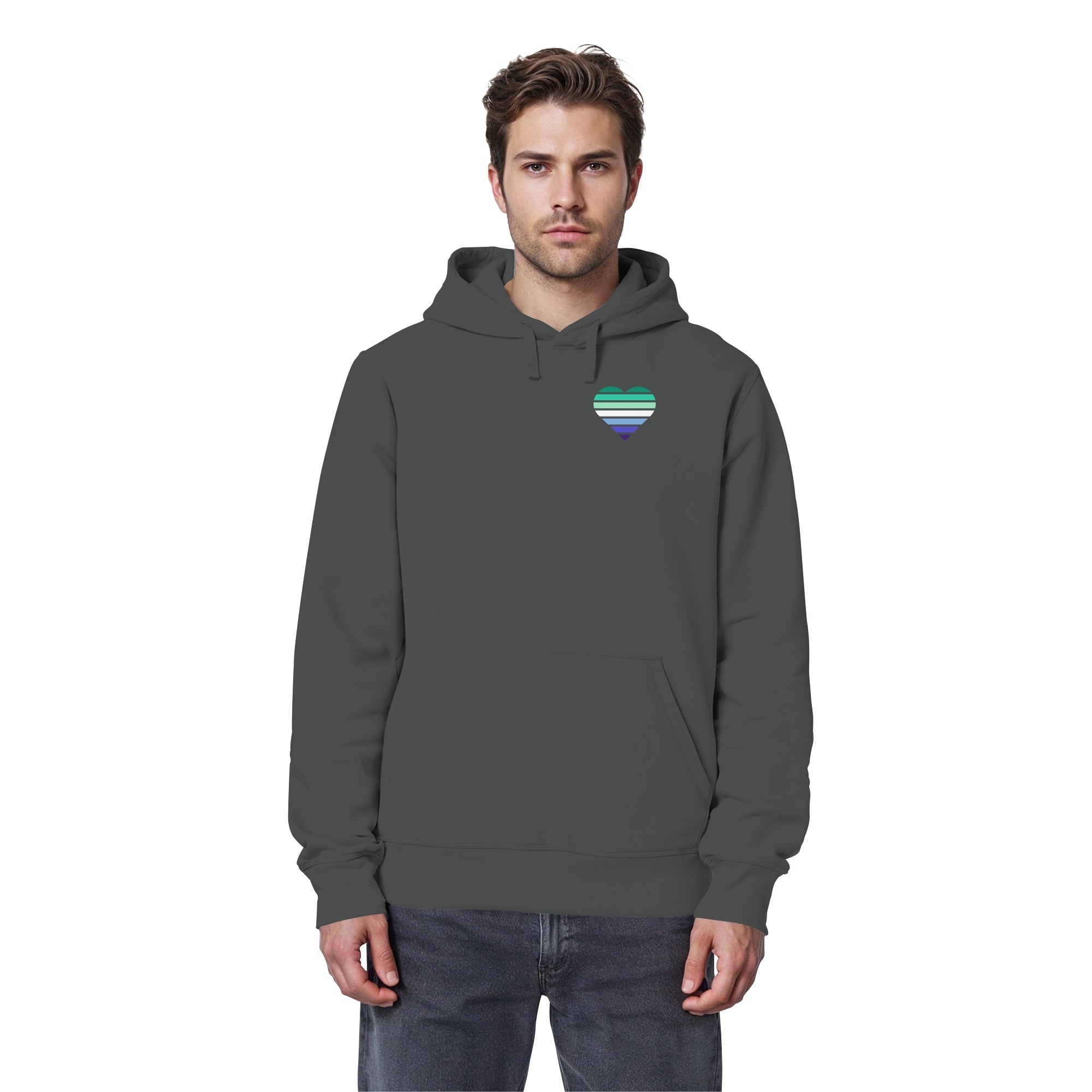 Organic Basic Hoodie - Gay Flag Herz Print