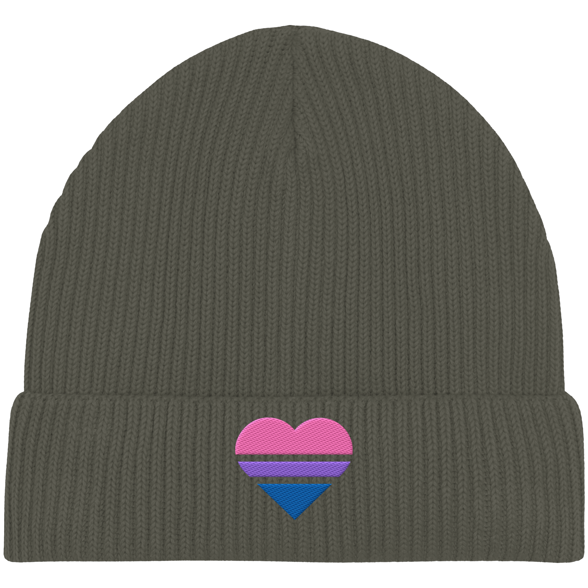 Organic Fisherman Beanie - Bisexual Flag Herz Stick