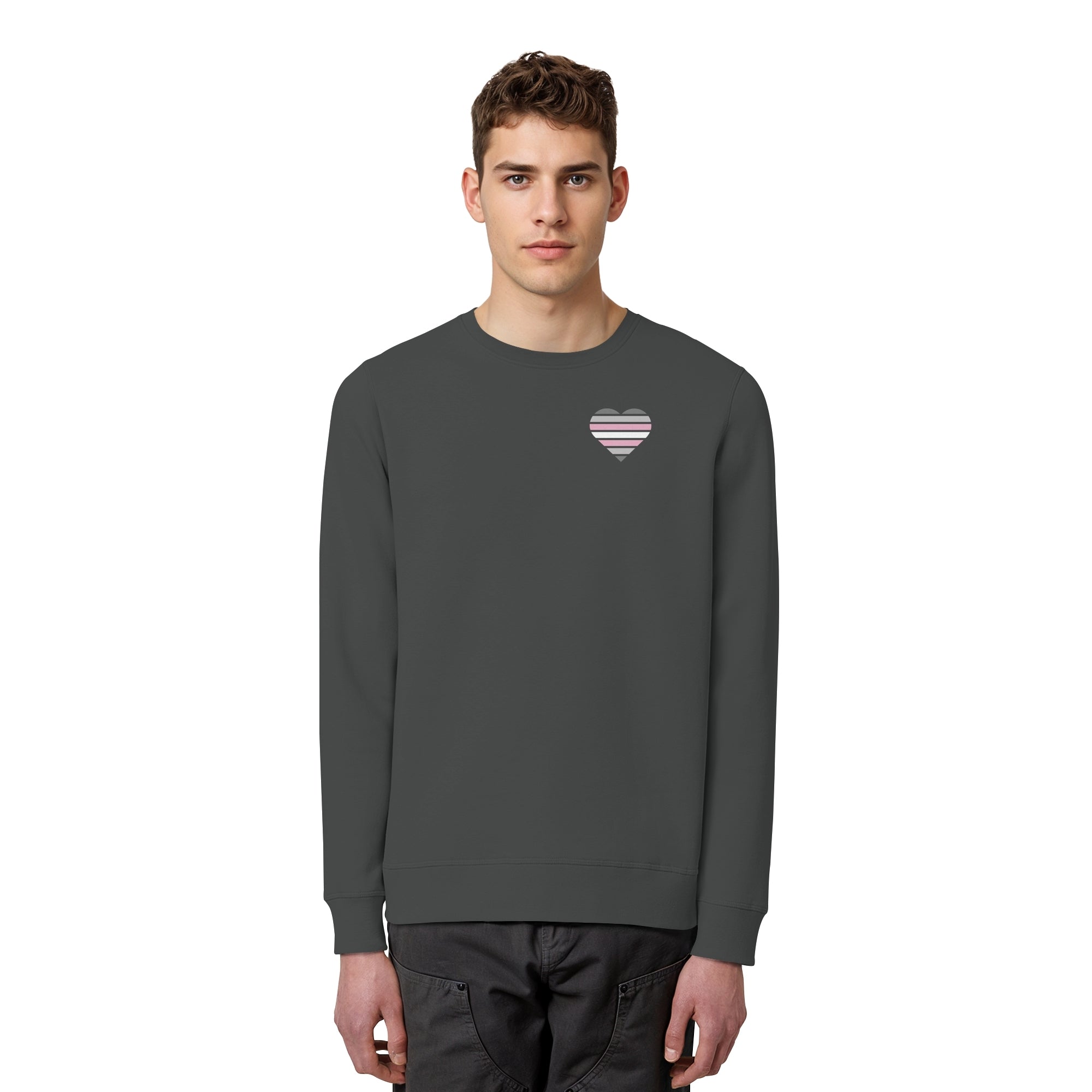 Organic Basic Sweatshirt - Demigirl Flag Herz Print