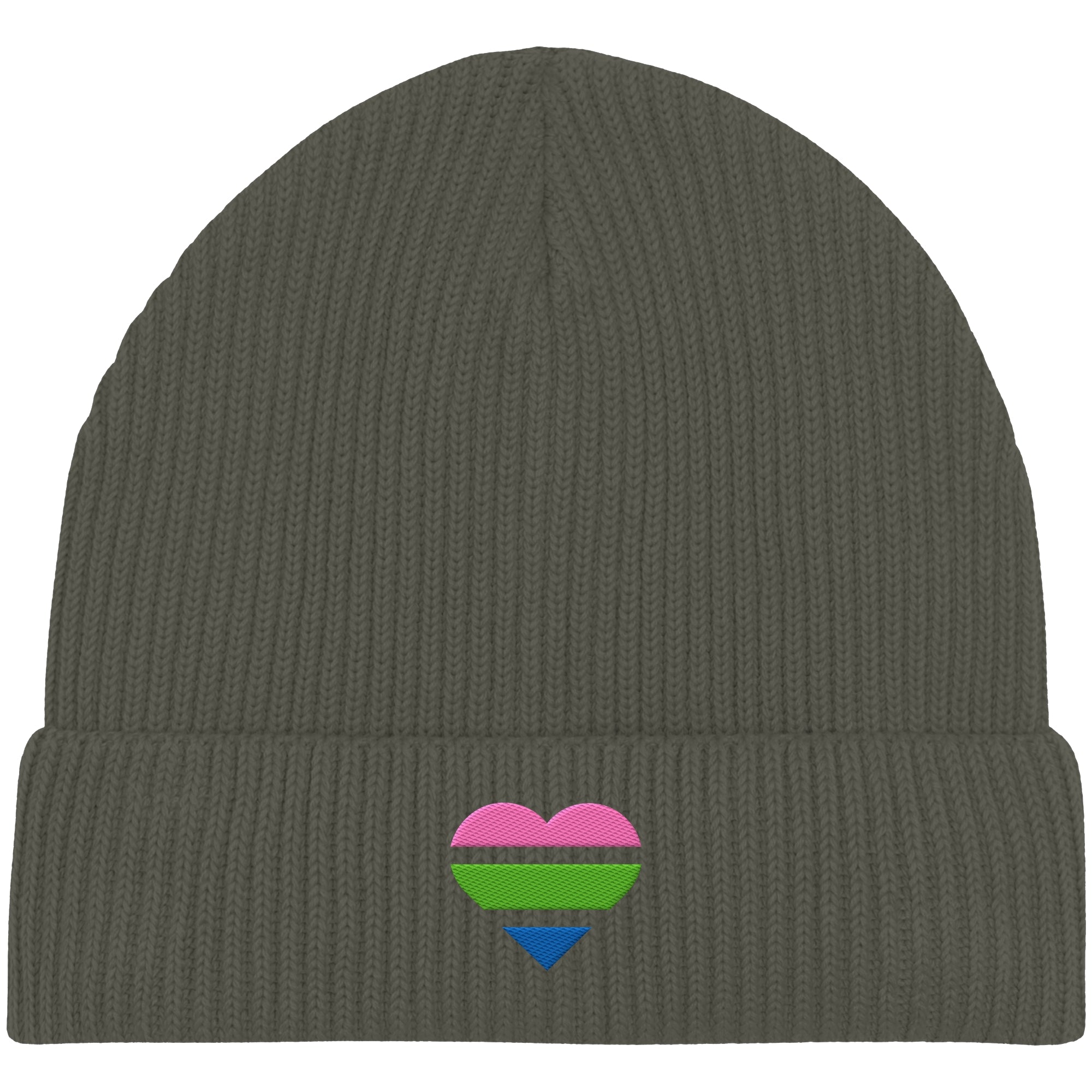 Organic Fisherman Beanie - Polysexual Flag Herz Stick