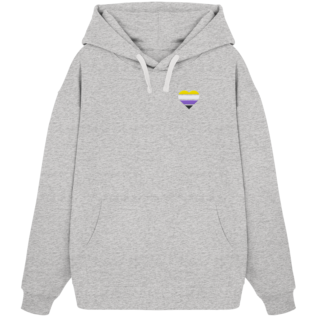 Organic Oversize Hoodie mit Herz Stick - Nonbinary