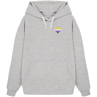 Organic Oversize Hoodie mit Herz Stick - Nonbinary